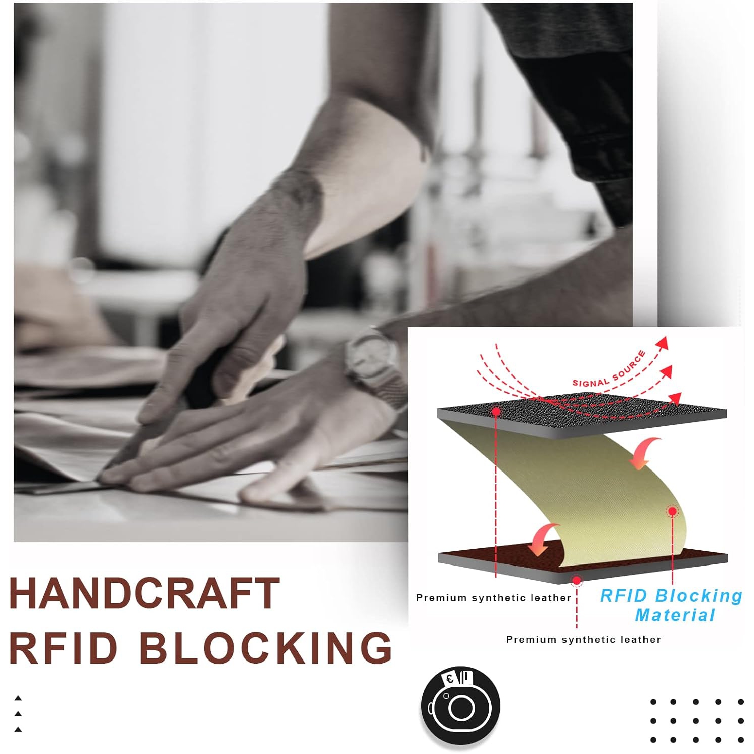 Wallet Case for iPhone X/XS, RFID Card Slot Holder, Shock Resistant TPU Inner Shell and Leather Flip Cover