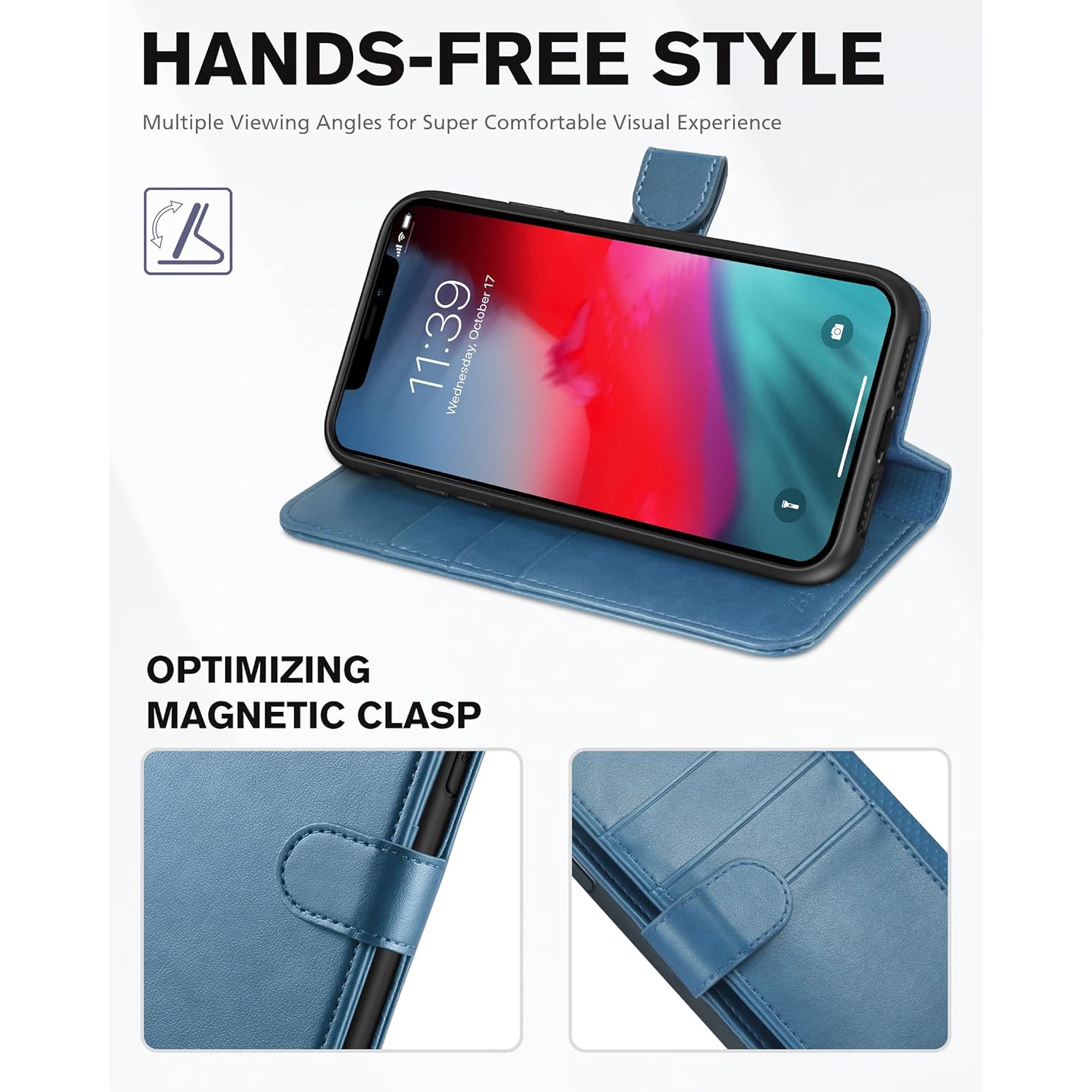 iPhone XR Wallet Case PU Leather iPhone XR Case with Card Slots Magnetic Closure RFID Blocking Full Protection