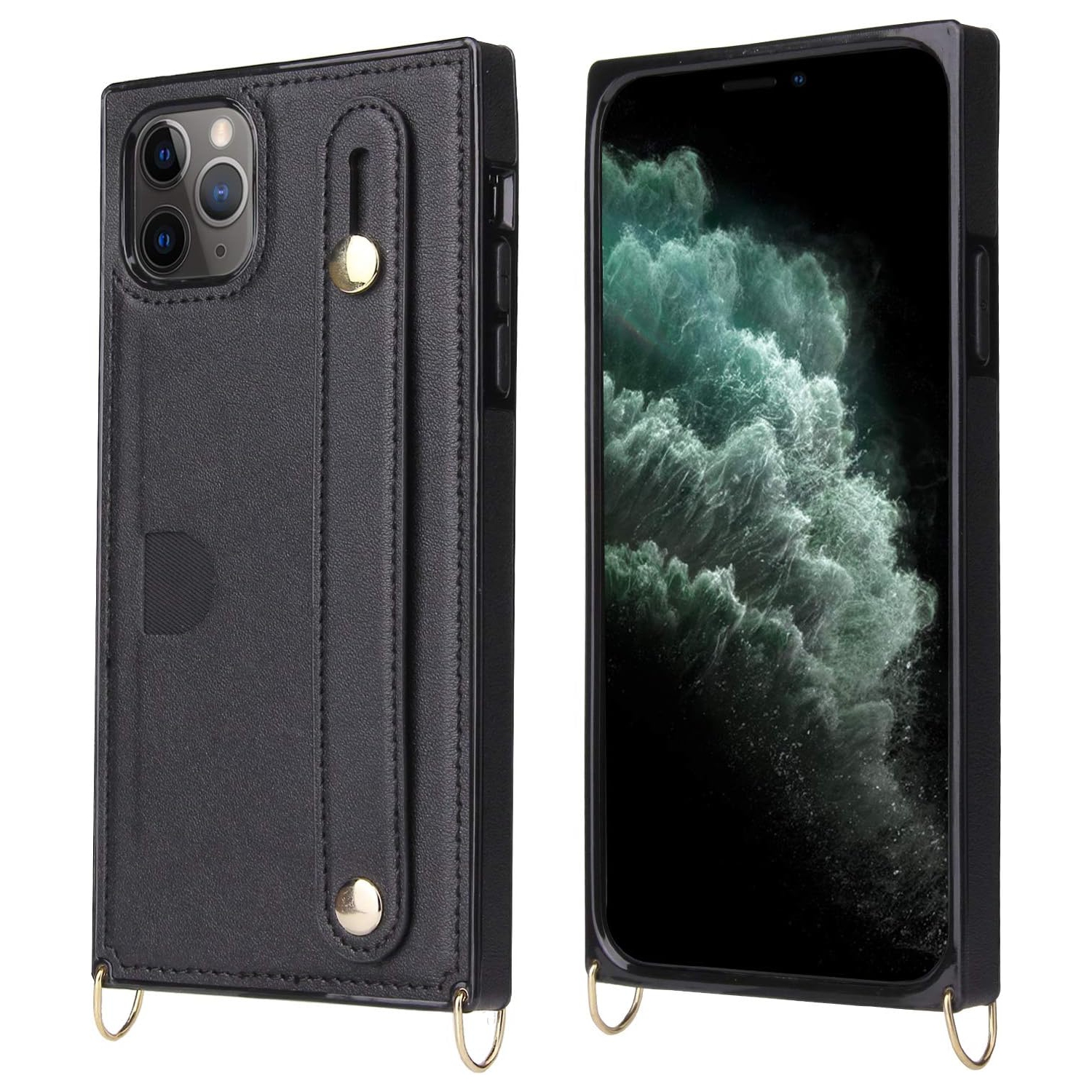 for iPhone 11 Pro Max Wallet Case for Women,Removable Adjustable Strap Crossbody Card Holders Cover Neck Strap