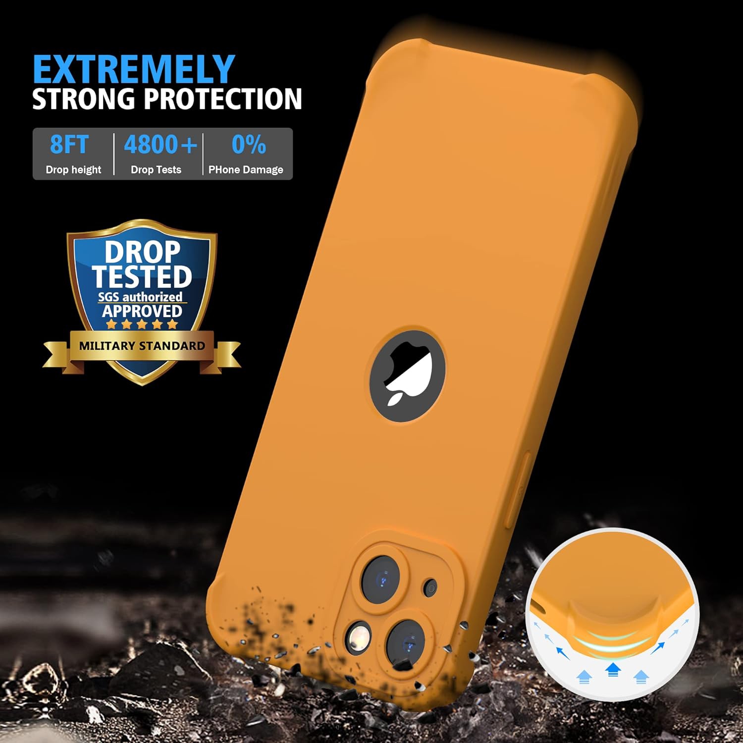 for iPhone 13 Mini Case with [2 Tempered Glass Screen Protector],Shockproof Flexible Silicone Back Case