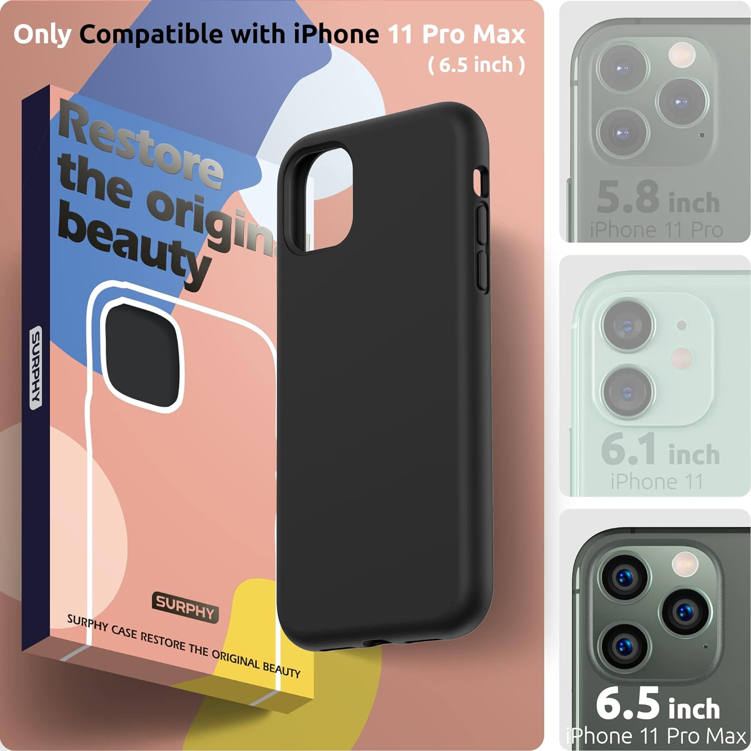 Silicone Case for iPhone 11 Pro Max Case, Liquid Silicone Protective Phone Case Cover (Full Body, Soft Case