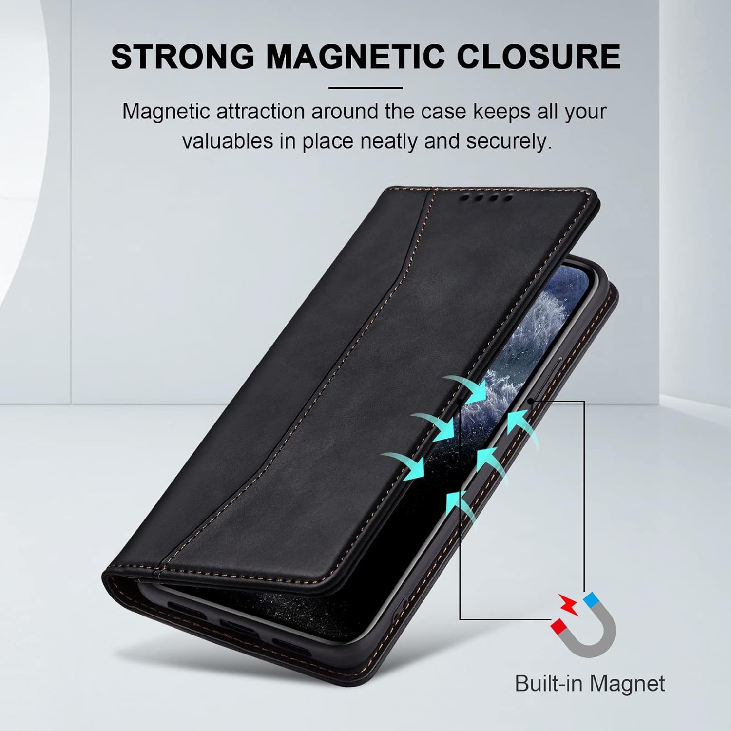 Flip Wallet Case for iPhone 11 Pro Max,Leather Magnetic Folio Cover with Card Holder,Kickstand - TPU Shockproof