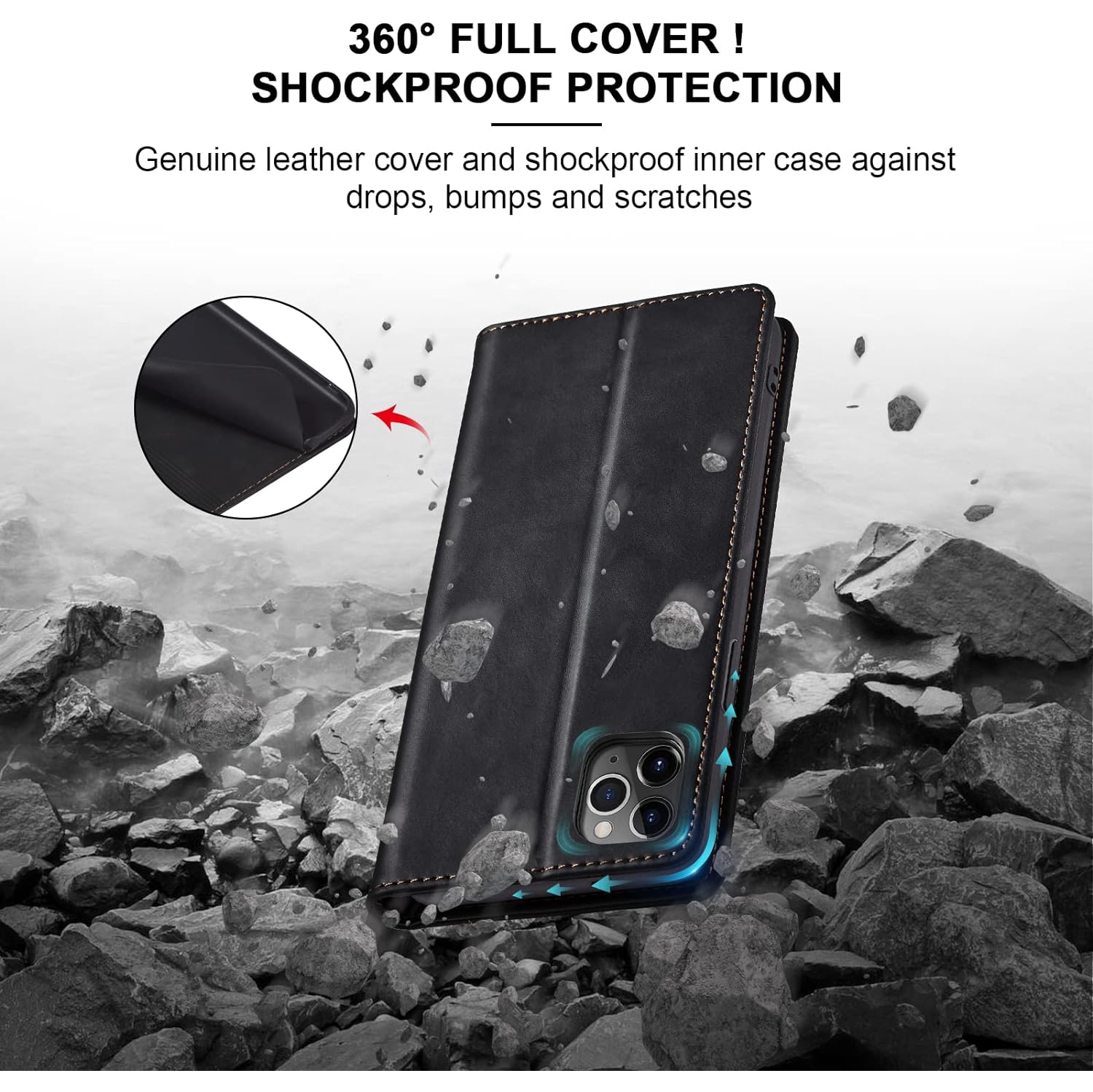 Flip Wallet Case for iPhone 11 Pro Max,Leather Magnetic Folio Cover with Card Holder,Kickstand - TPU Shockproof