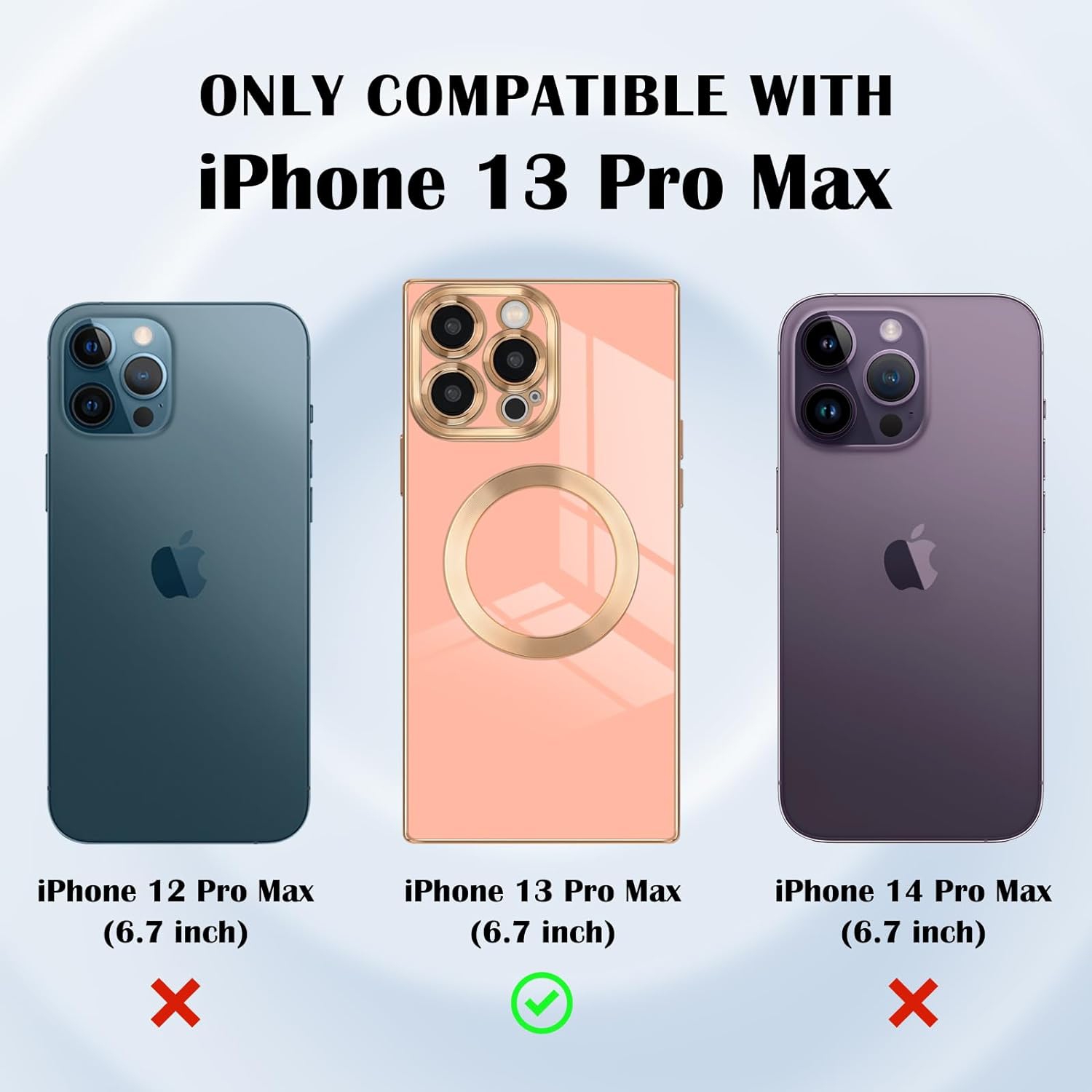 for iPhone 13 Pro Max Magnetic Case, Luxury Plating Edge Square Case for Women Girls Men Soft TPU Bumper