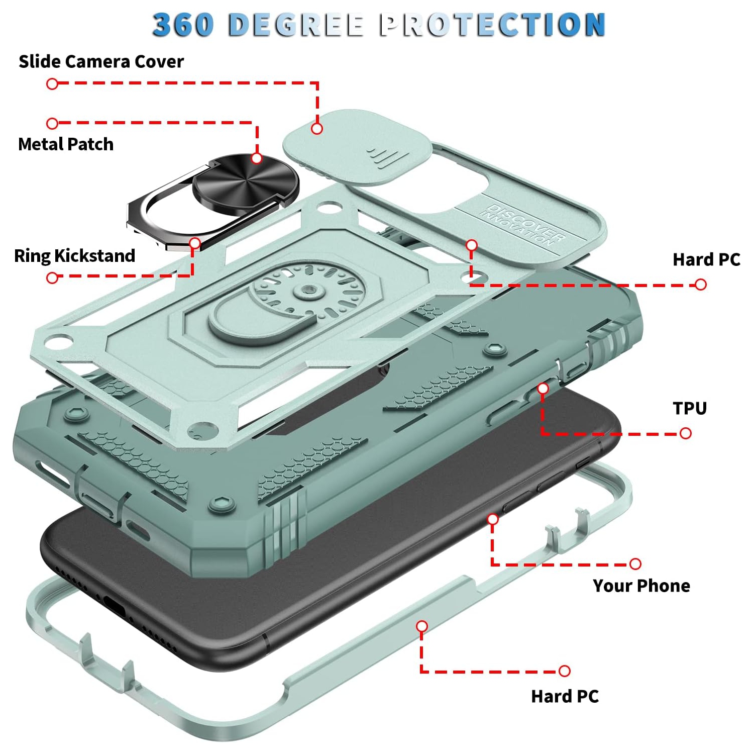 Case for iPhone 11 Pro Max,Silicone Heavy-Duty Tough Rugged Lightweight Shockproof with Bracket Bumper Cover