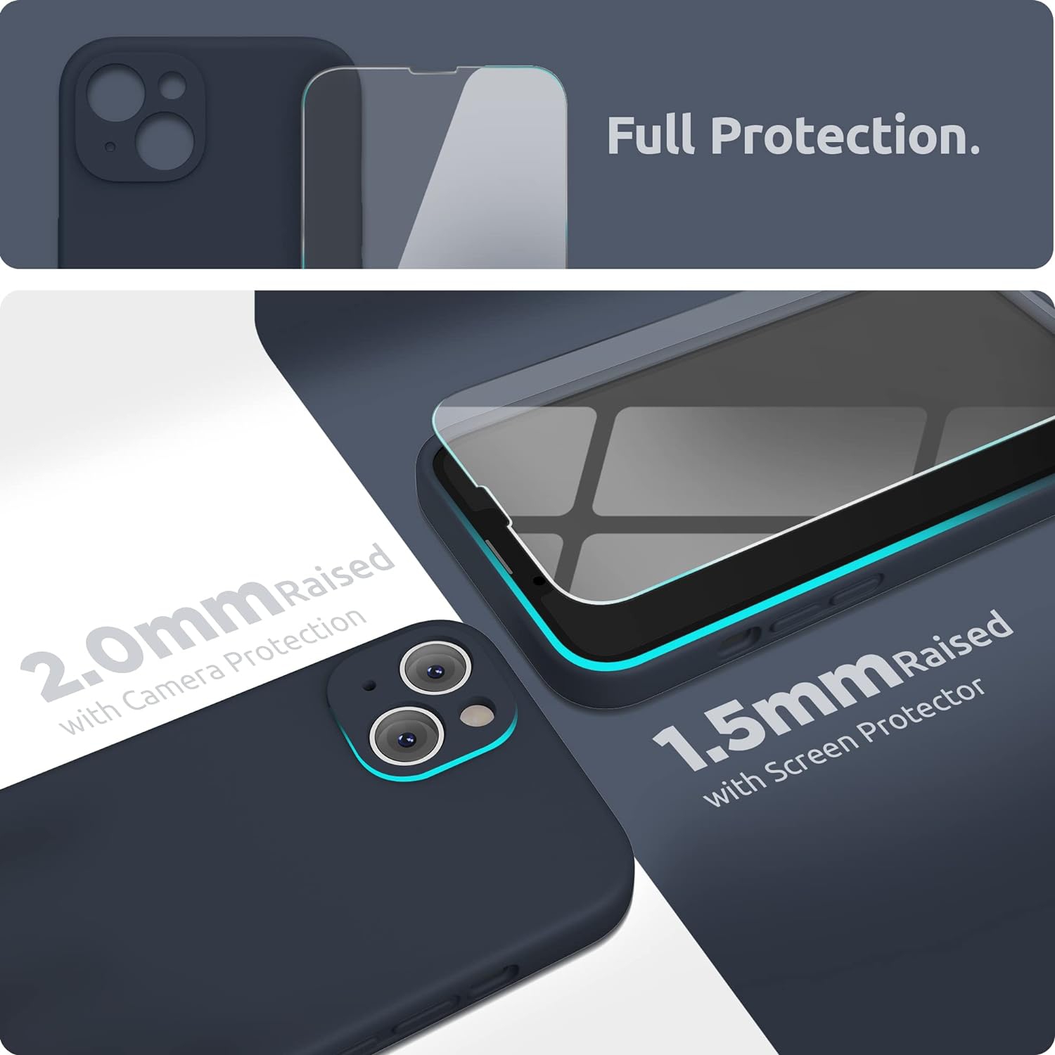 Designed for iPhone 13 Mini Case with Screen Protector, Liquid