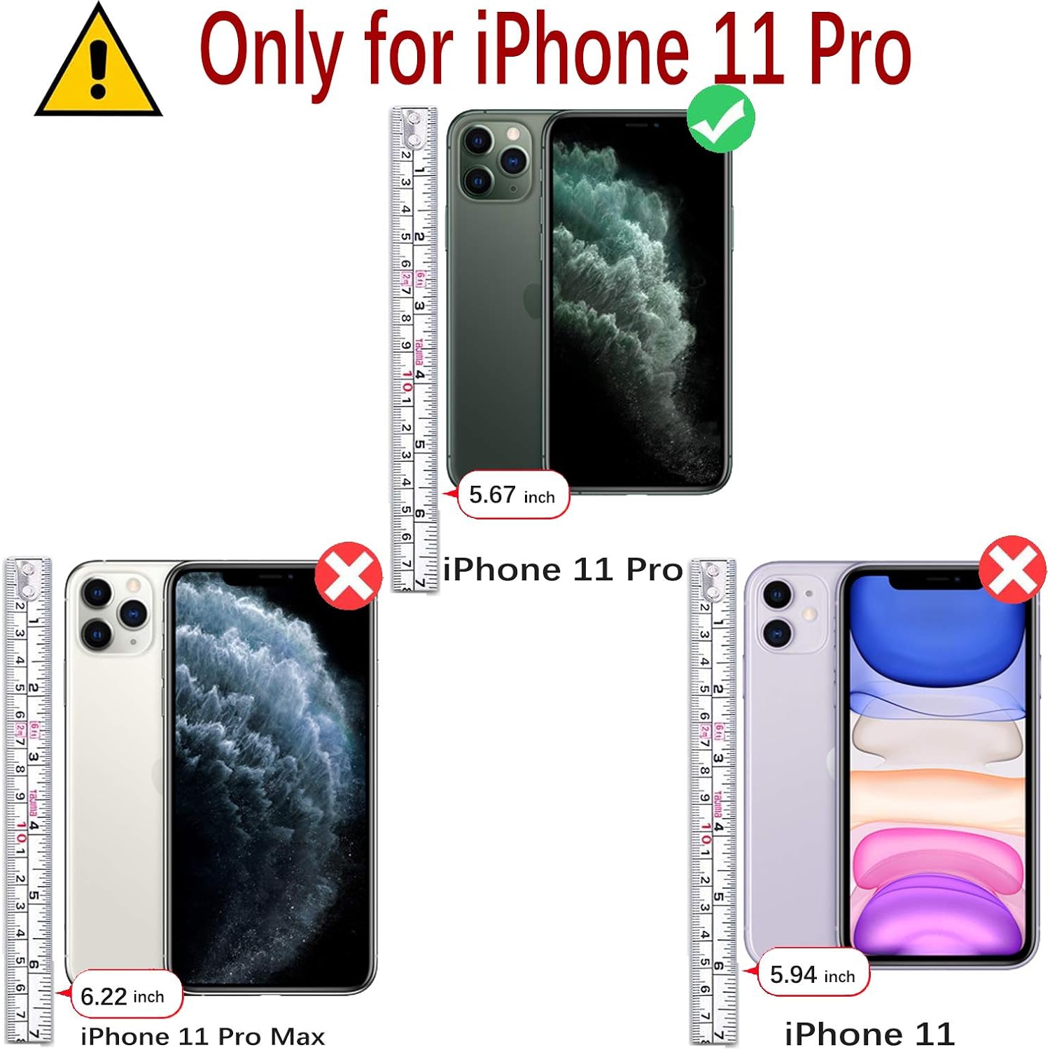 iPhone 11 Pro Wallet Case,5.8-inch, [Glass Screen Protector Included][RFID Blocking] Flip Folio Leather Cell