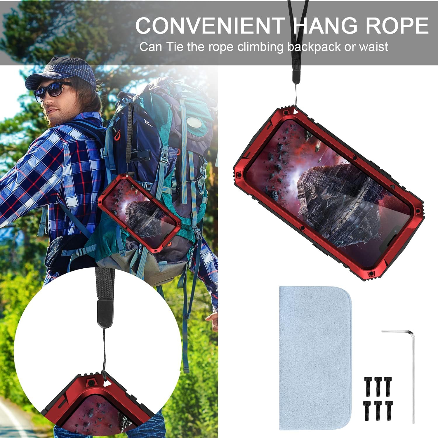 for iPhone 13 Pro Case,Waterproof Shockproof Hard Case Aluminum Metal Gorilla Glass Military Heavy Duty Sturdy