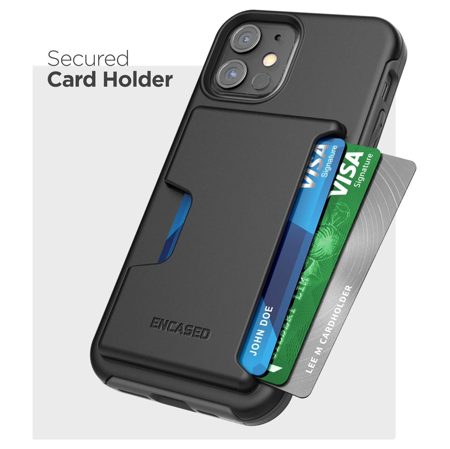 iPhone 12 Wallet Case Protective Cover with Card Holder Slot (3 Credit Cards Capacity) Black