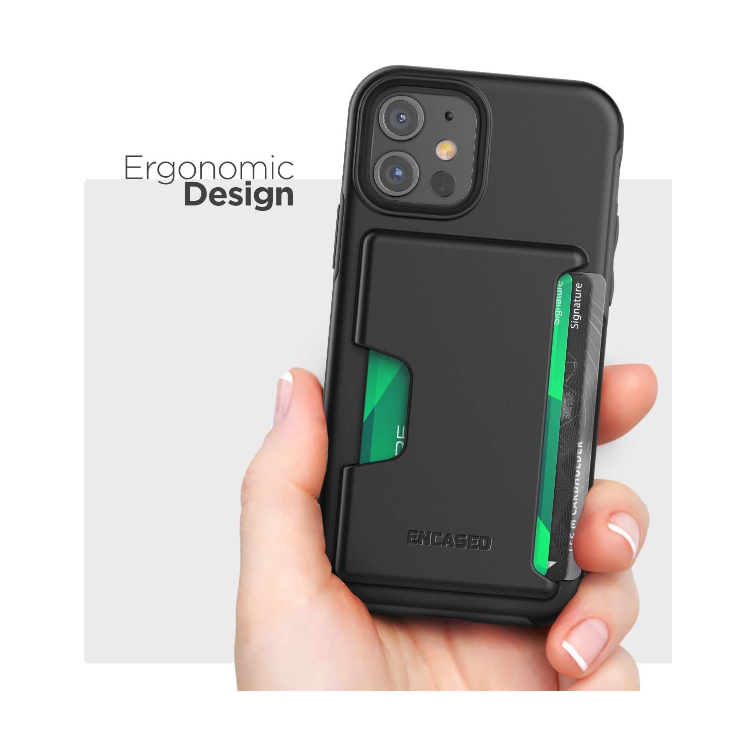 iPhone 12 Wallet Case Protective Cover with Card Holder Slot (3 Credit Cards Capacity) Black