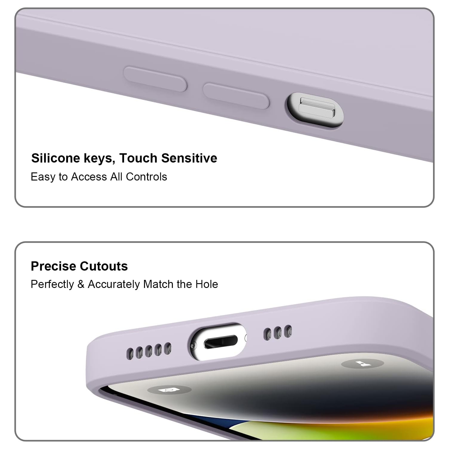 Étui pour iPhone 14, pare-chocs en silicone souple avec doublure en microfibre antichoc et antirayure