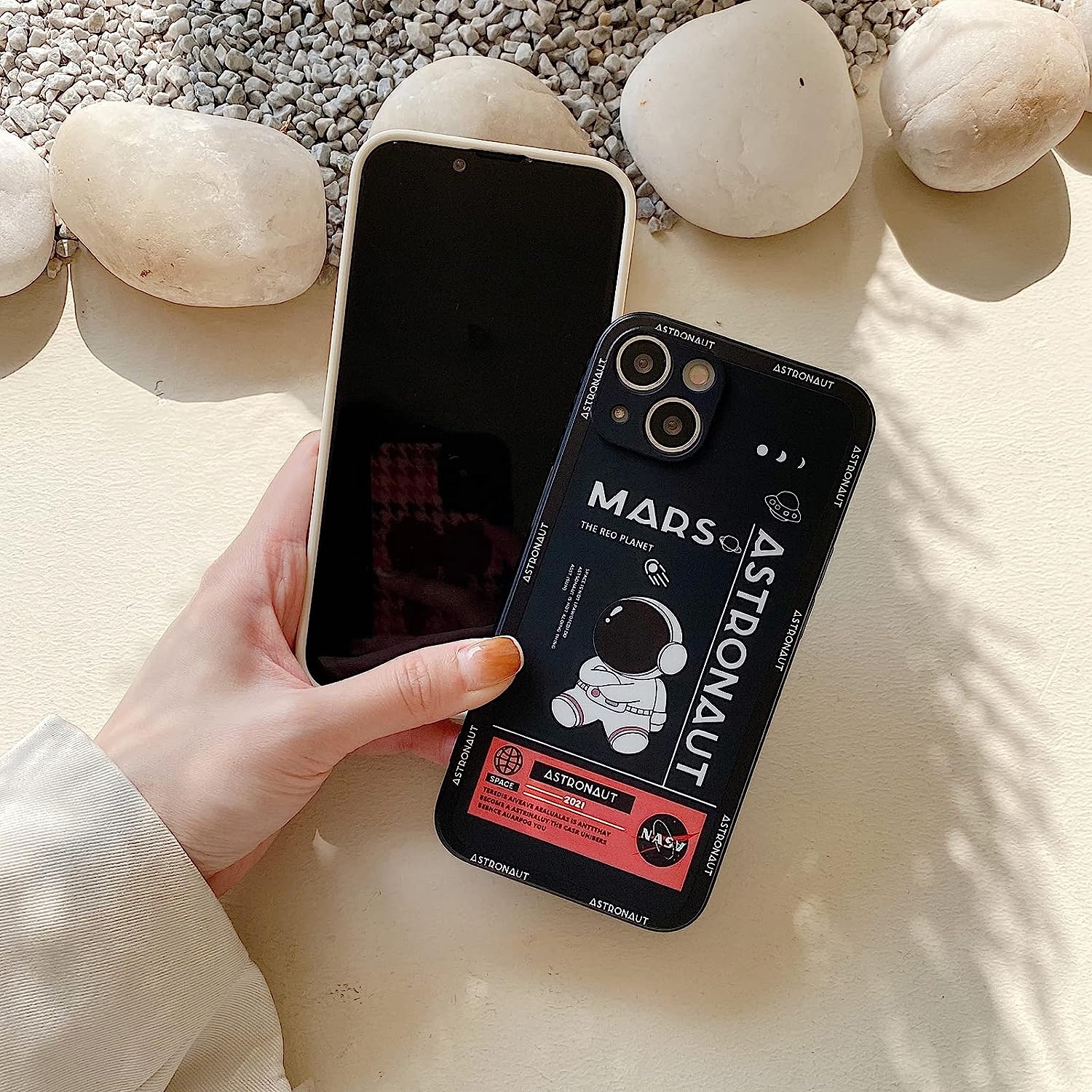 for iPhone 11 Pro Max Cute Case, Cool Cartoon Astronaut Space Rocket Design Stylish Bumper Soft TPU Rubber