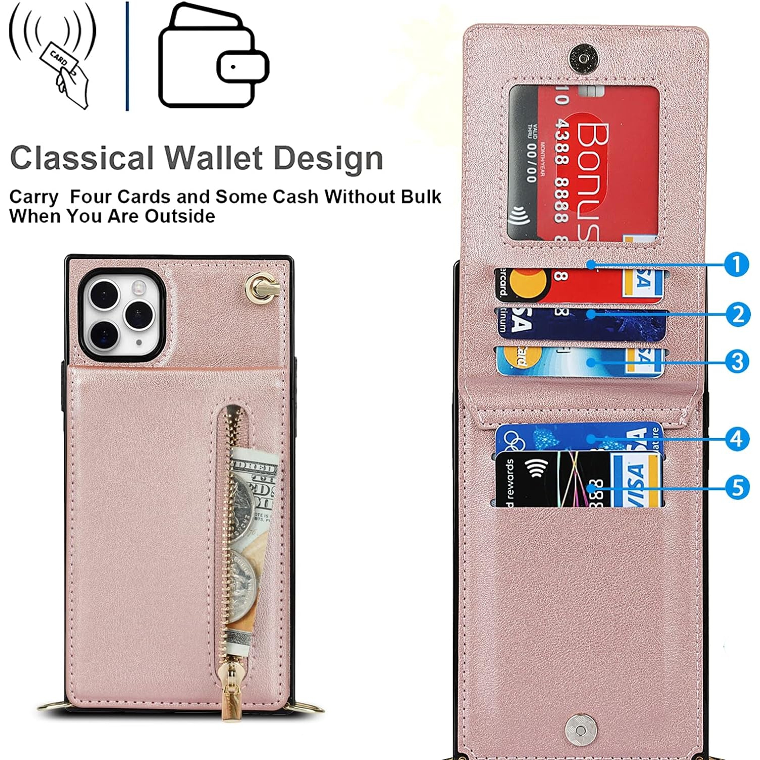 Crossbody Phone Case for iPhone 11 Pro Max Case with Card Holder for Women,iPhone 11 Pro Max Case Wallet
