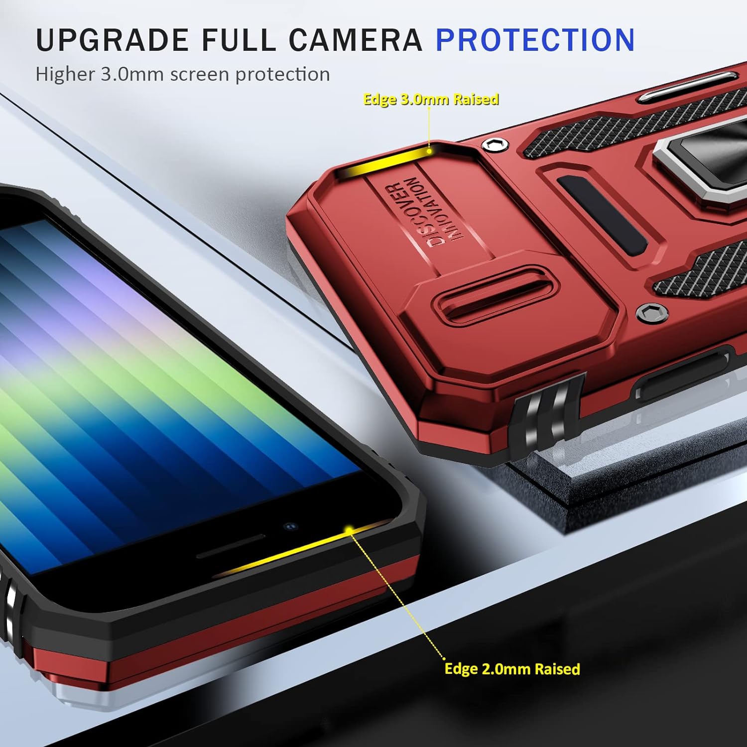 for iPhone SE 2020 Case, iPhone SE 2022 Case with Slide Camera Cover, iPhone 8 Case with Magnetic Kickstand