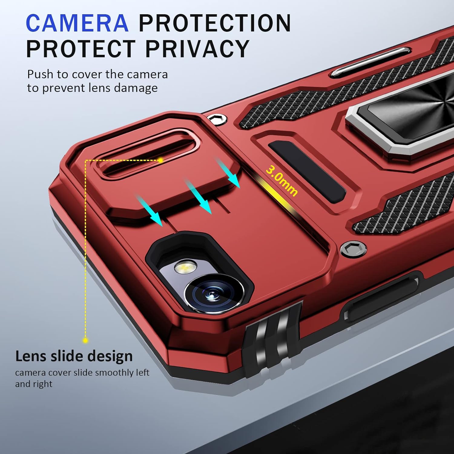 for iPhone SE 2020 Case, iPhone SE 2022 Case with Slide Camera Cover, iPhone 8 Case with Magnetic Kickstand