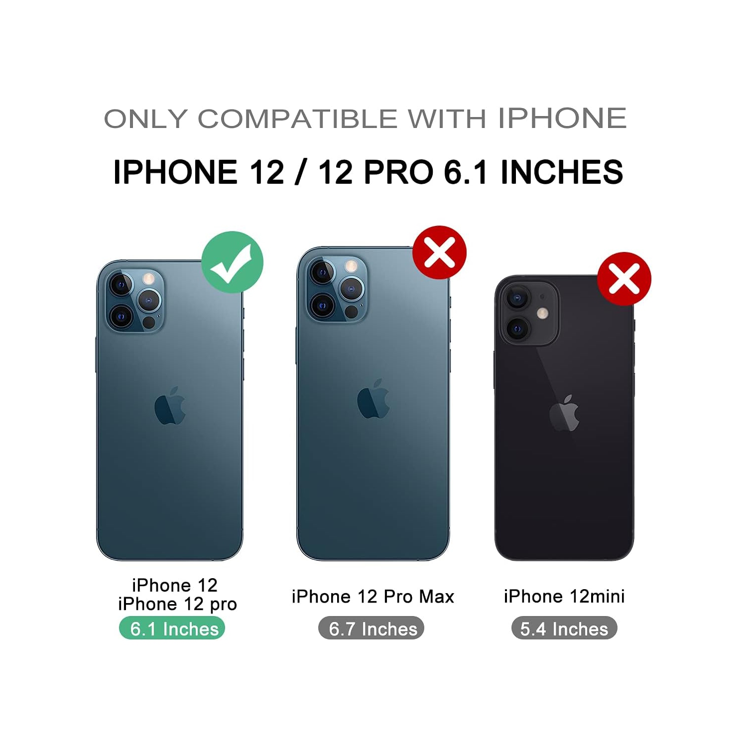 Case Compatible with iPhone 12 & 12 Pro [6.1 inch] 360 Full Body Heavy Duty Military Grade Shockproof Hard Back