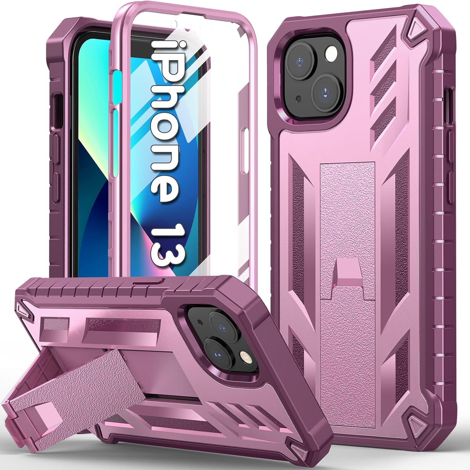 for iPhone 13 Case Protective Cover: for iPhone 14 case Heavy Duty Military Grade Hard Protection Shock Proof