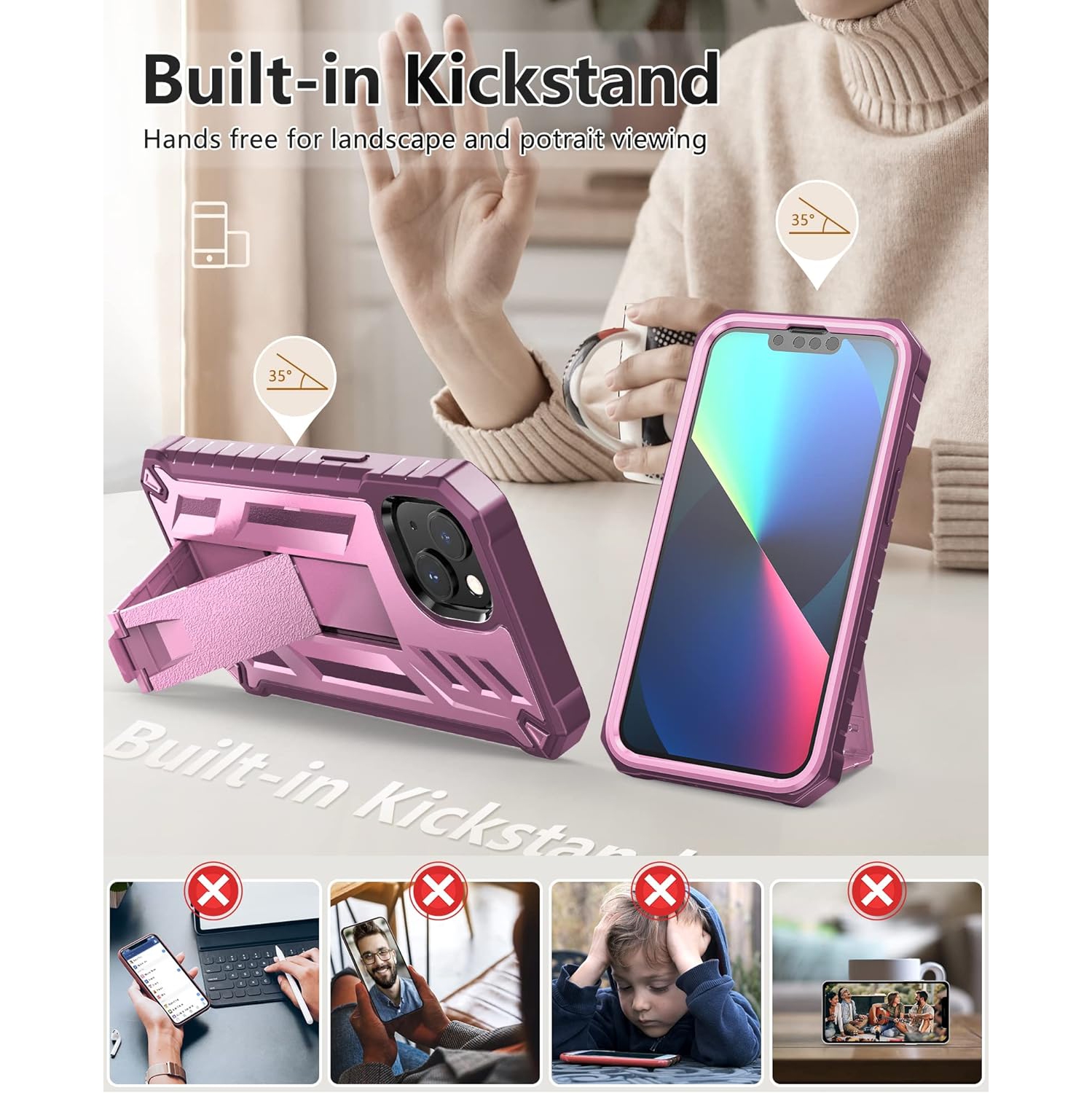 for iPhone 13 Case Protective Cover: for iPhone 14 case Heavy Duty Military Grade Hard Protection Shock Proof