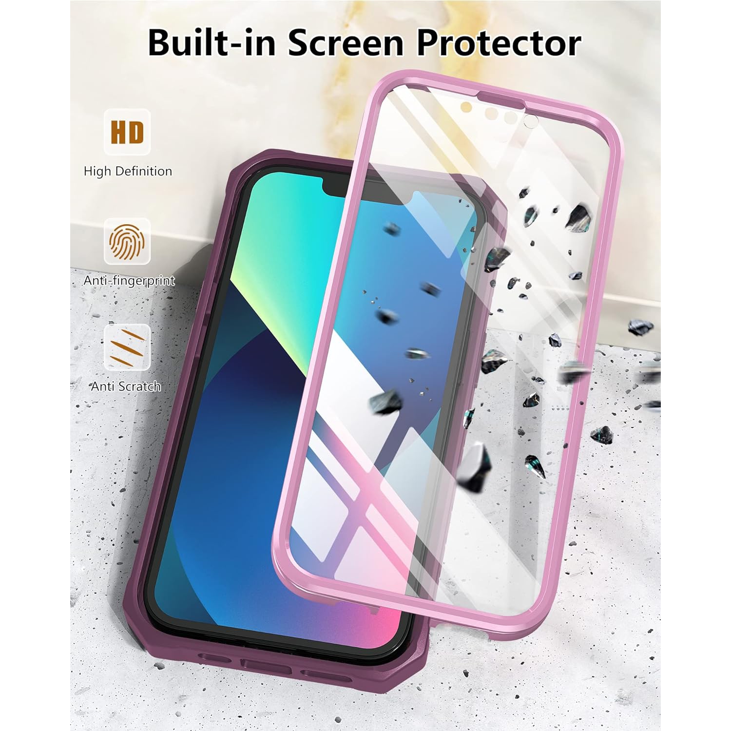 for iPhone 13 Case Protective Cover: for iPhone 14 case Heavy Duty Military Grade Hard Protection Shock Proof