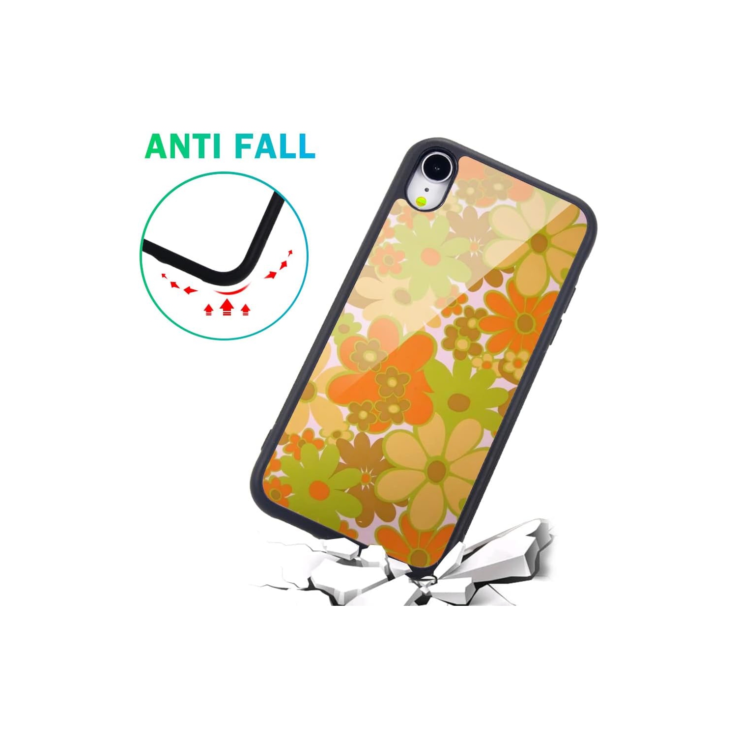 Compatible with iPhone XR Case Splendid Beautiful Floral Design, Hard Back with Colorful Flowers Pattern Soft