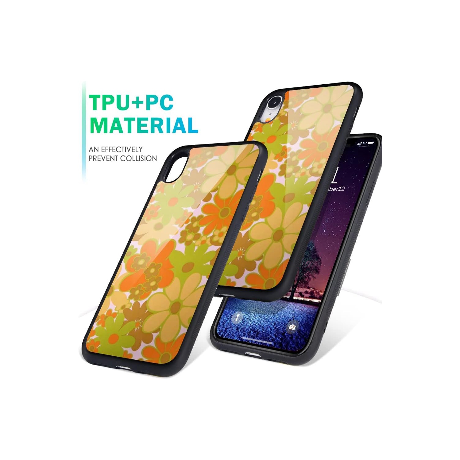 Compatible with iPhone XR Case Splendid Beautiful Floral Design, Hard Back with Colorful Flowers Pattern Soft