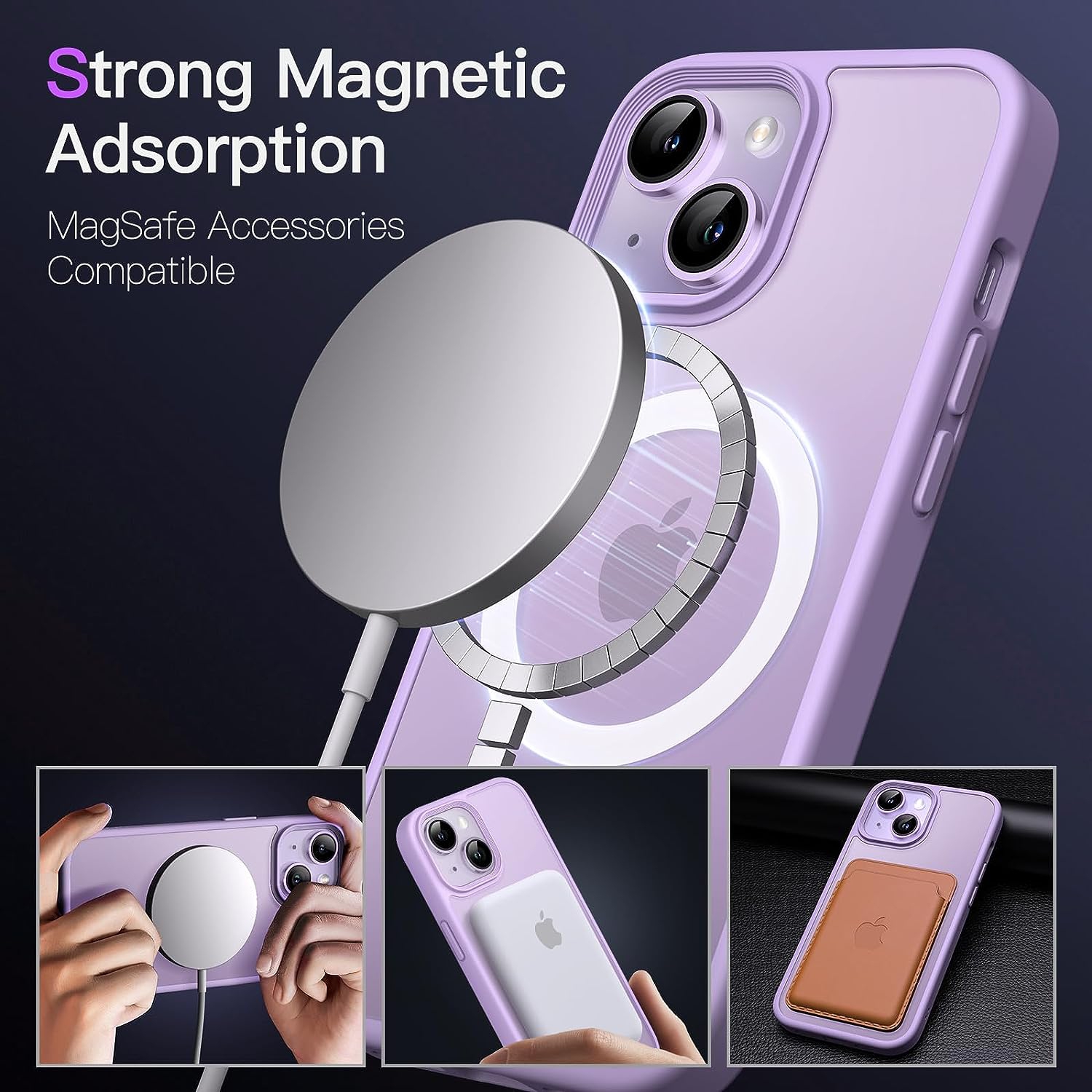Magnetic Case for iPhone 14 6.1-Inch Compatible with MagSafe, Translucent Matte Back Slim Shockproof Phone Cover