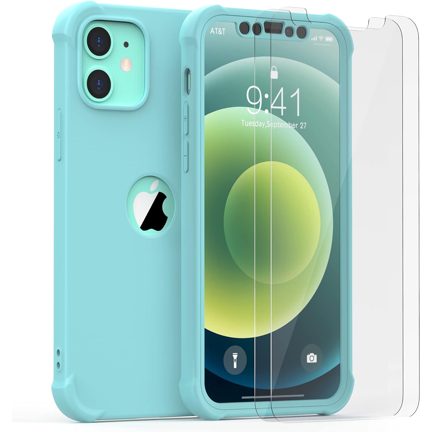 Compatible with iPhone 12 Mini Case with 2 Pack Tempered Glass Screen Protector,Full Body Slim Shockproof Hard