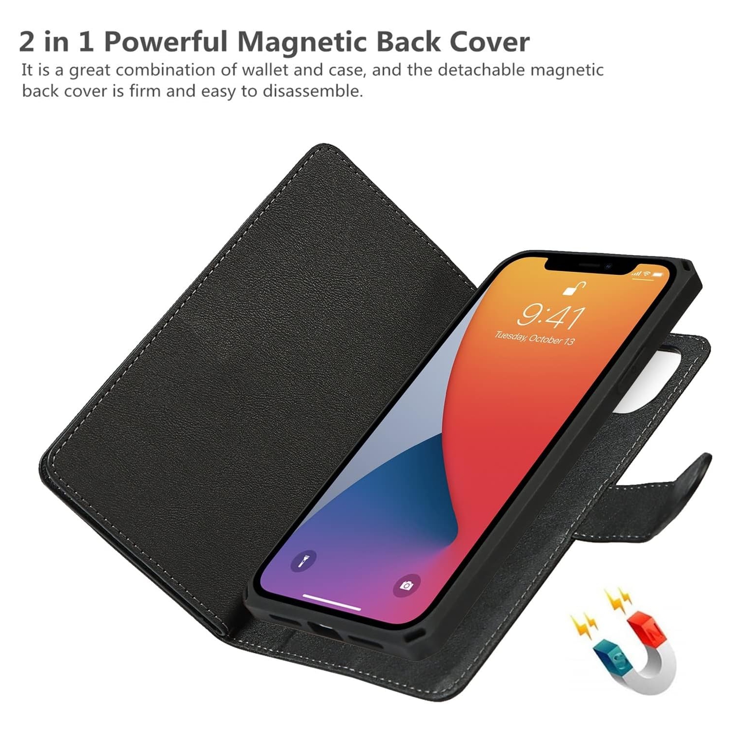 for iPhone 11 Pro Max Wallet Case with Card Holder and Wrist Strap, PU Leather Kickstand Card Slots Magnetic