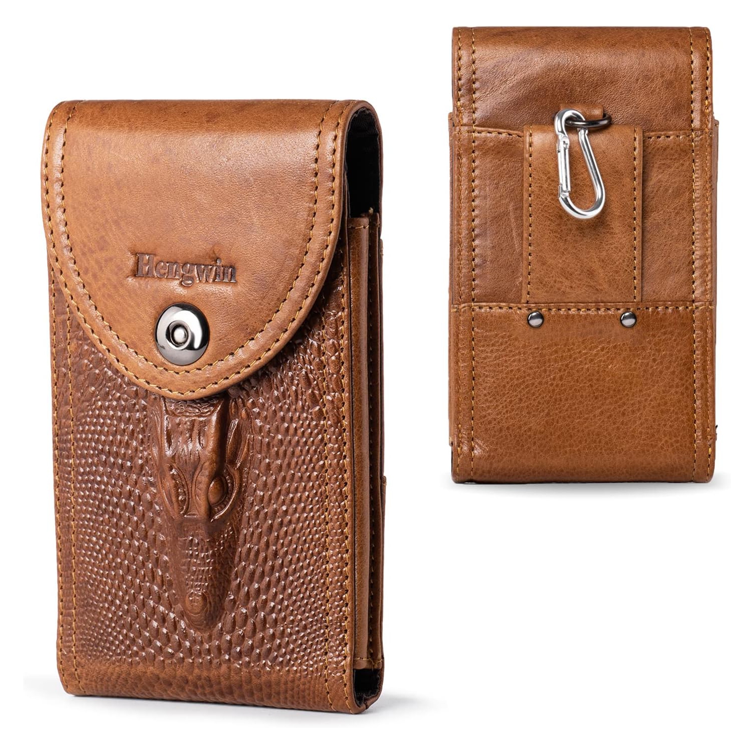 Genuine Leather Cell Phone Pouch for iPhone 12 Pro Max Belt Case with Belt Clip Loop, Men Belt Holder
