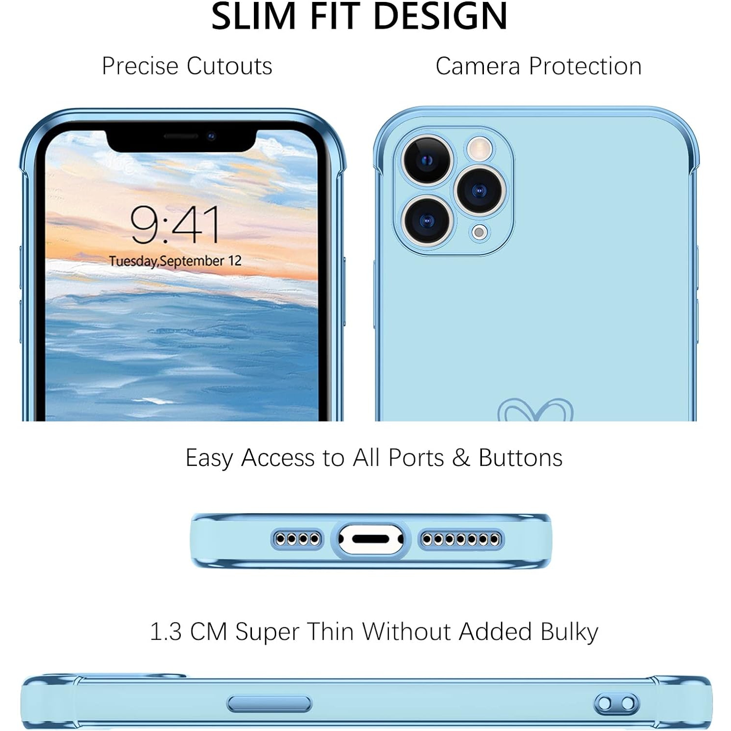 iPhone 11 Pro Max Case Cute Heart Pattern Soft TPU Plating Cover for Women Girls with Camera Protection & 4