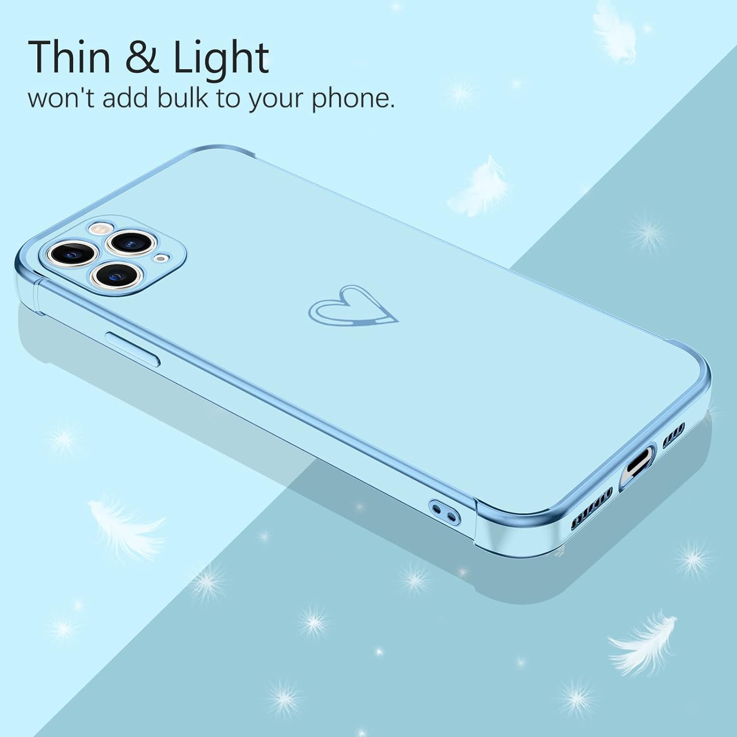 iPhone 11 Pro Max Case Cute Heart Pattern Soft TPU Plating Cover for Women Girls with Camera Protection & 4