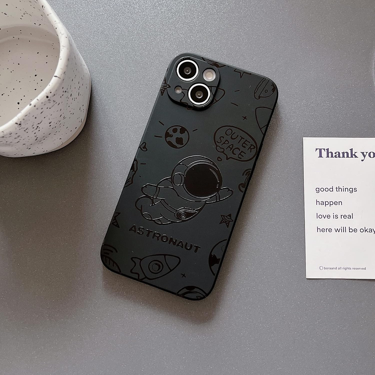 Pour iPhone 12 Pro Max Cute Case, Cool Cartoon Astronaut Rocket Space Design élégant Soft TPU Bumper