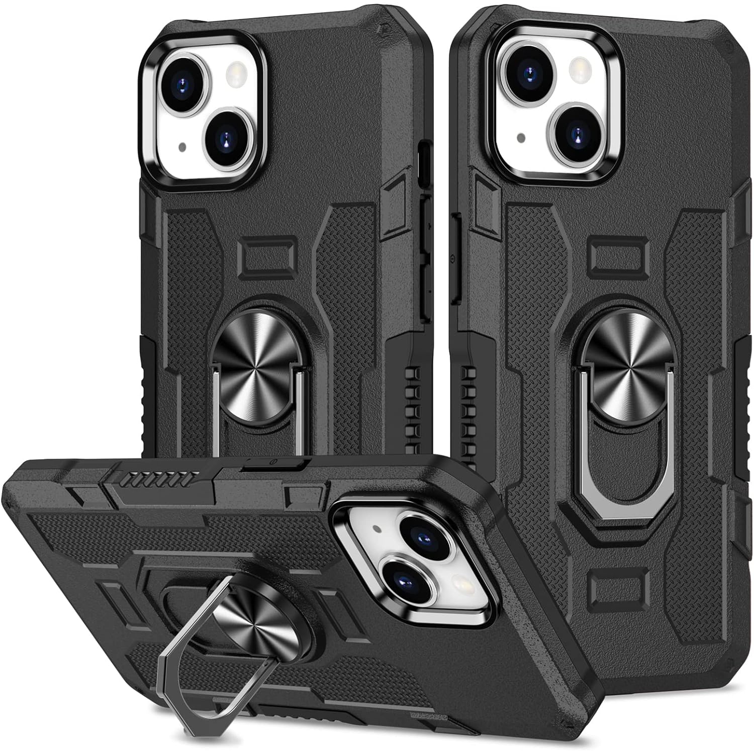 for iPhone 13 Case, Military 360 Degree Rotation Ring Kickstand Shockproof iPhone 13 Etui, Armour Protection Dual Layer
