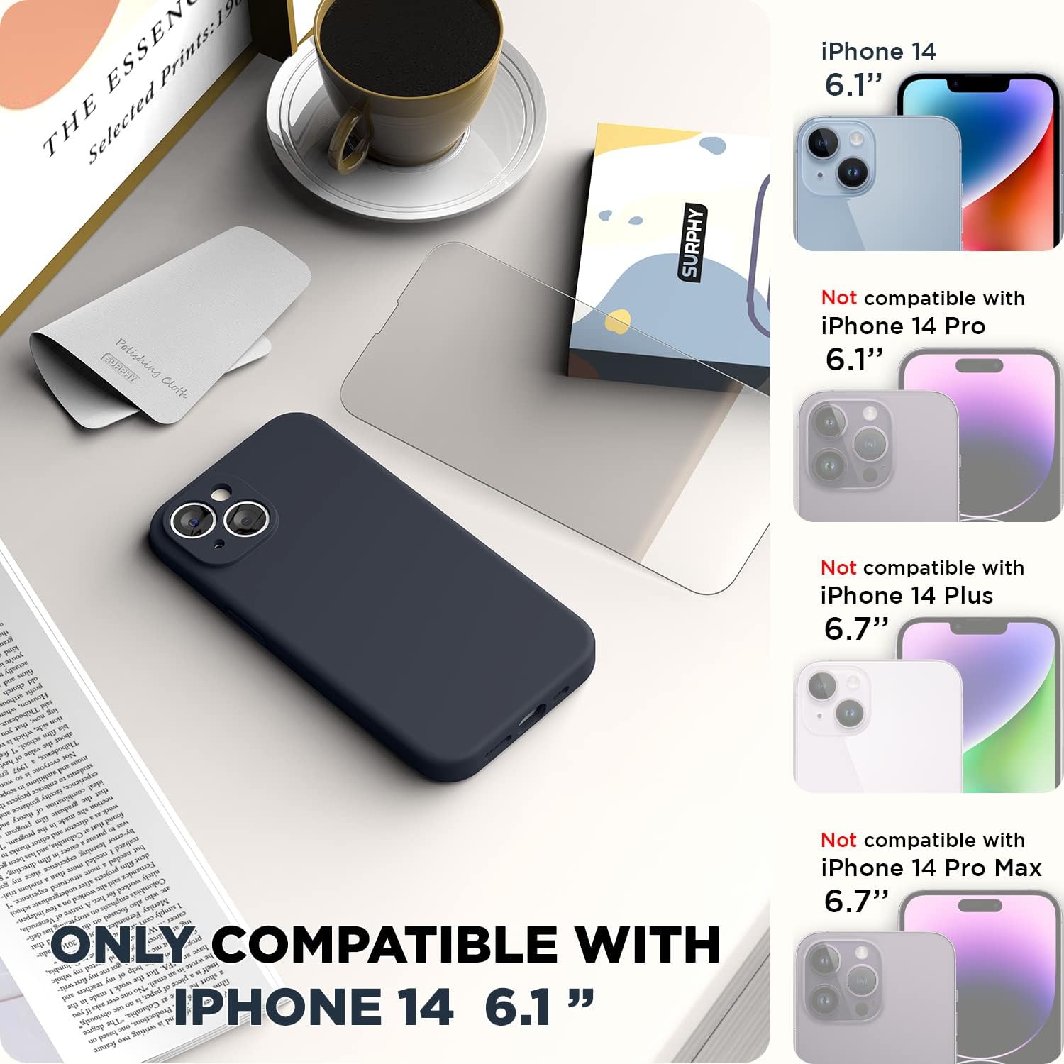 Silicone Case Compatible with iPhone 14 Case 6.1 inch, with Camera Protection Liquid Silicone Soft Gel