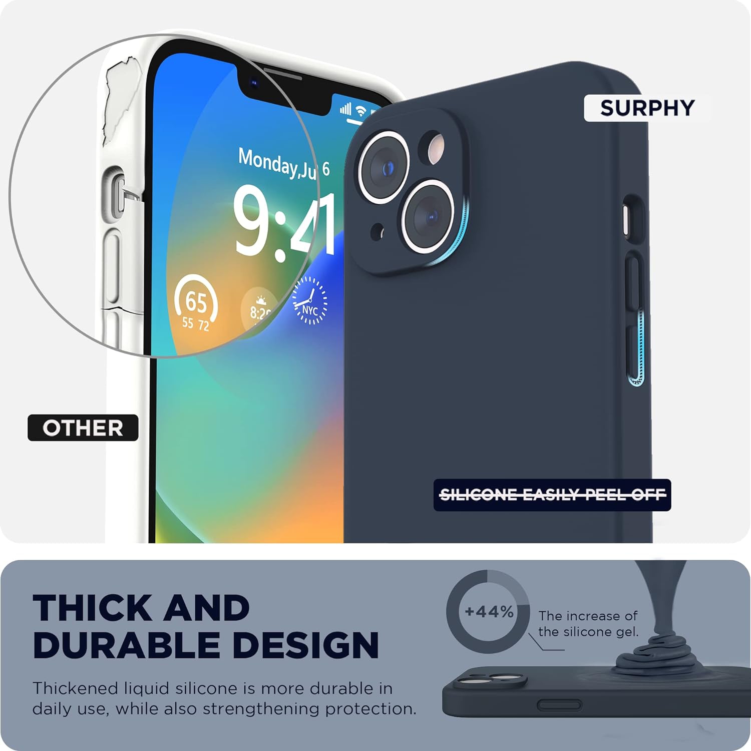 Silicone Case Compatible with iPhone 14 Case 6.1 inch, with Camera Protection Liquid Silicone Soft Gel