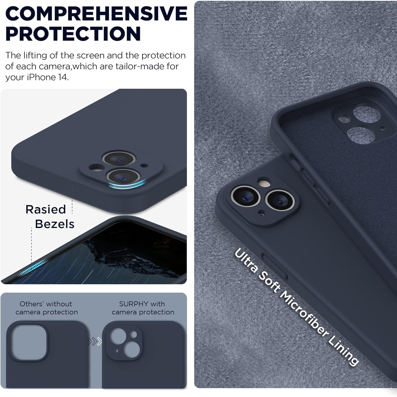 Silicone Case Compatible with iPhone 14 Case 6.1 inch, with Camera Protection Liquid Silicone Soft Gel