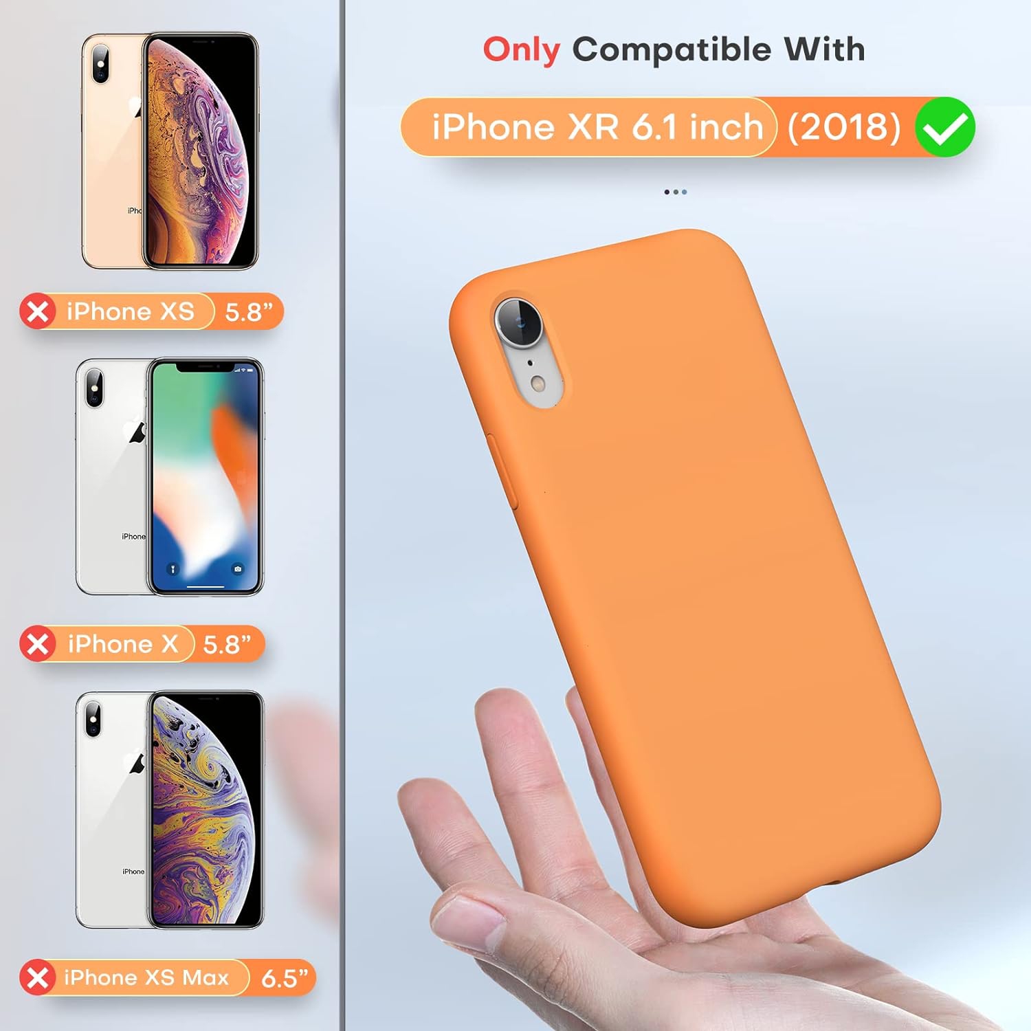 [3 in 1] for iPhone XR Case, with 2 Pack Screen Protector, Slim Liquid Silicone Phone Case for iPhone XR 6.1
