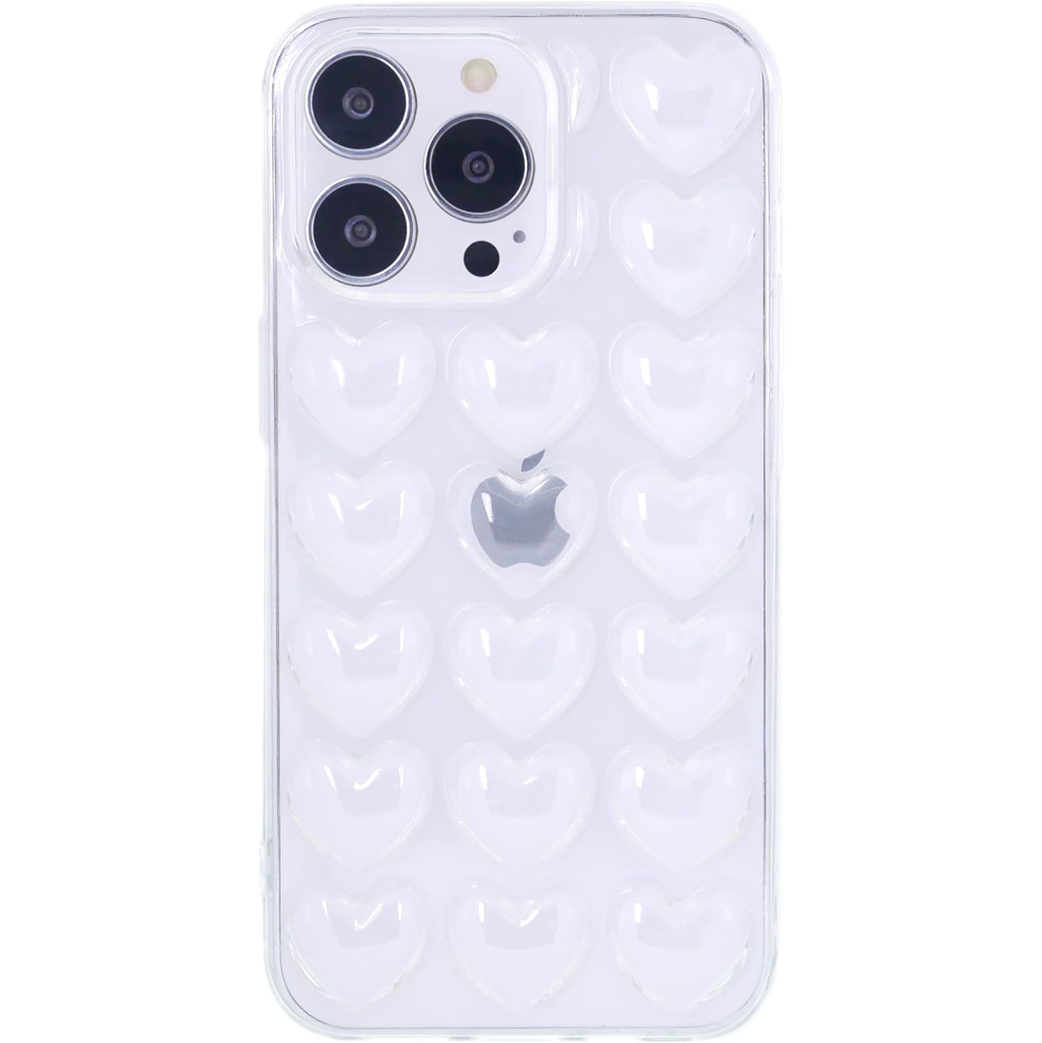 iPhone 13 Pro Max Case for Women, 3D Pop Bubble Heart Kawaii Gel Cover, Cute Girly for iPhone13 Pro Max 6.7 inch