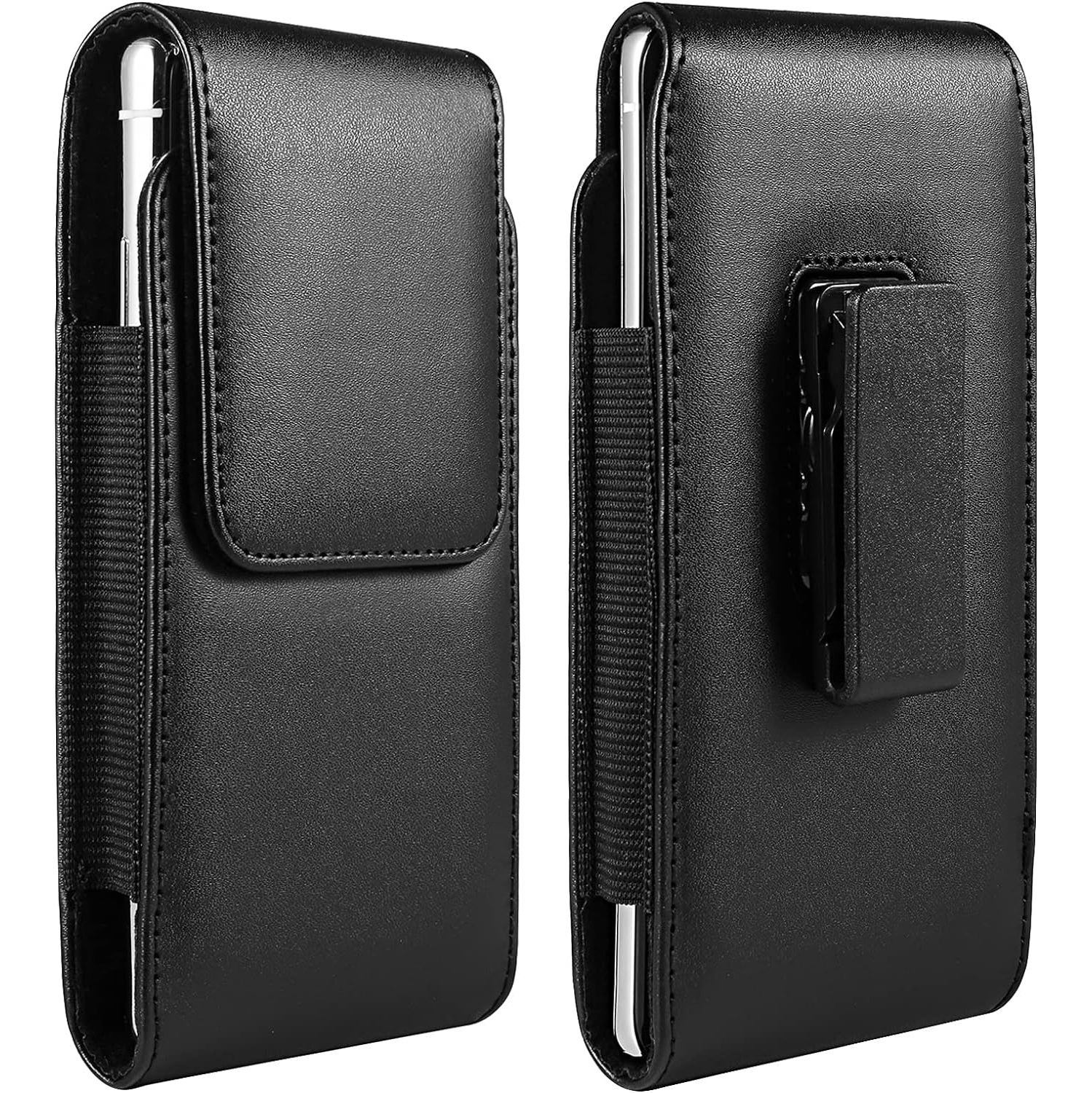 PU Leather Cell Phone Holster Swivel Belt Clip Case Compatible with iPhone 14 13 Pro Max Galaxy S23+ S22+ S21+ S20 FE