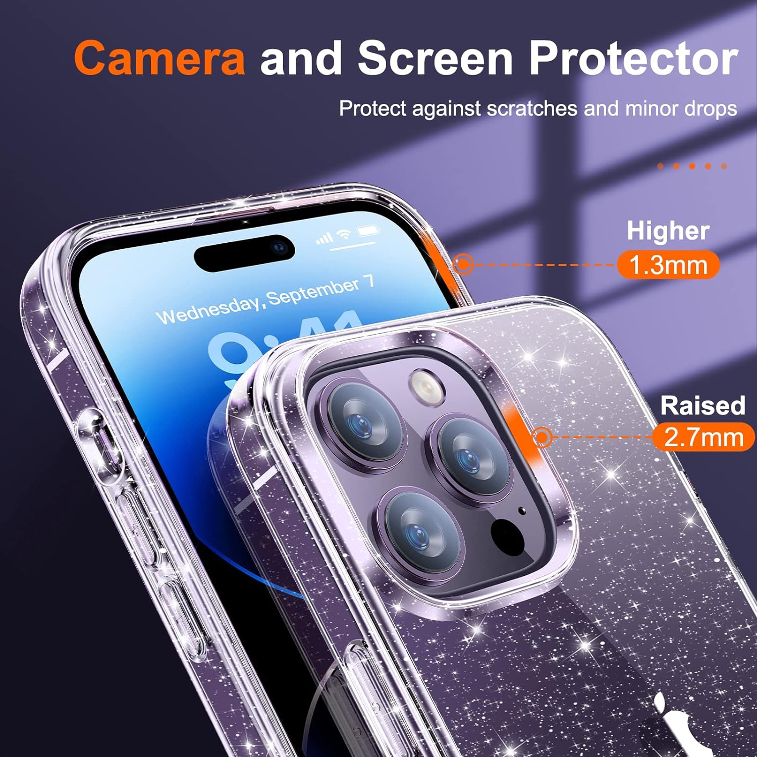 [5 in 1] Designed for iPhone 14 Pro Case [Anti Yellowing] with 2 Tempered Glass Screen Protector +2pcs Camera