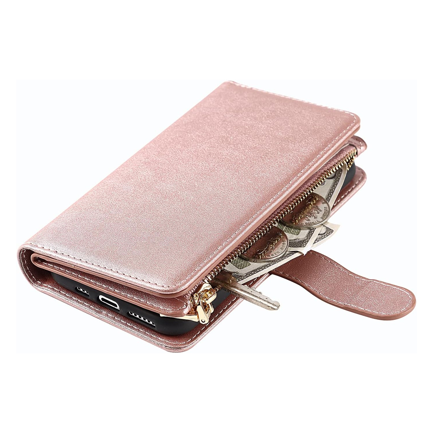 Wallet Case Compatible with iPhone 11 Pro Case,[9 Card Slots] [Wrist Strap] [Stand Feature] Zipper Cash Pocket