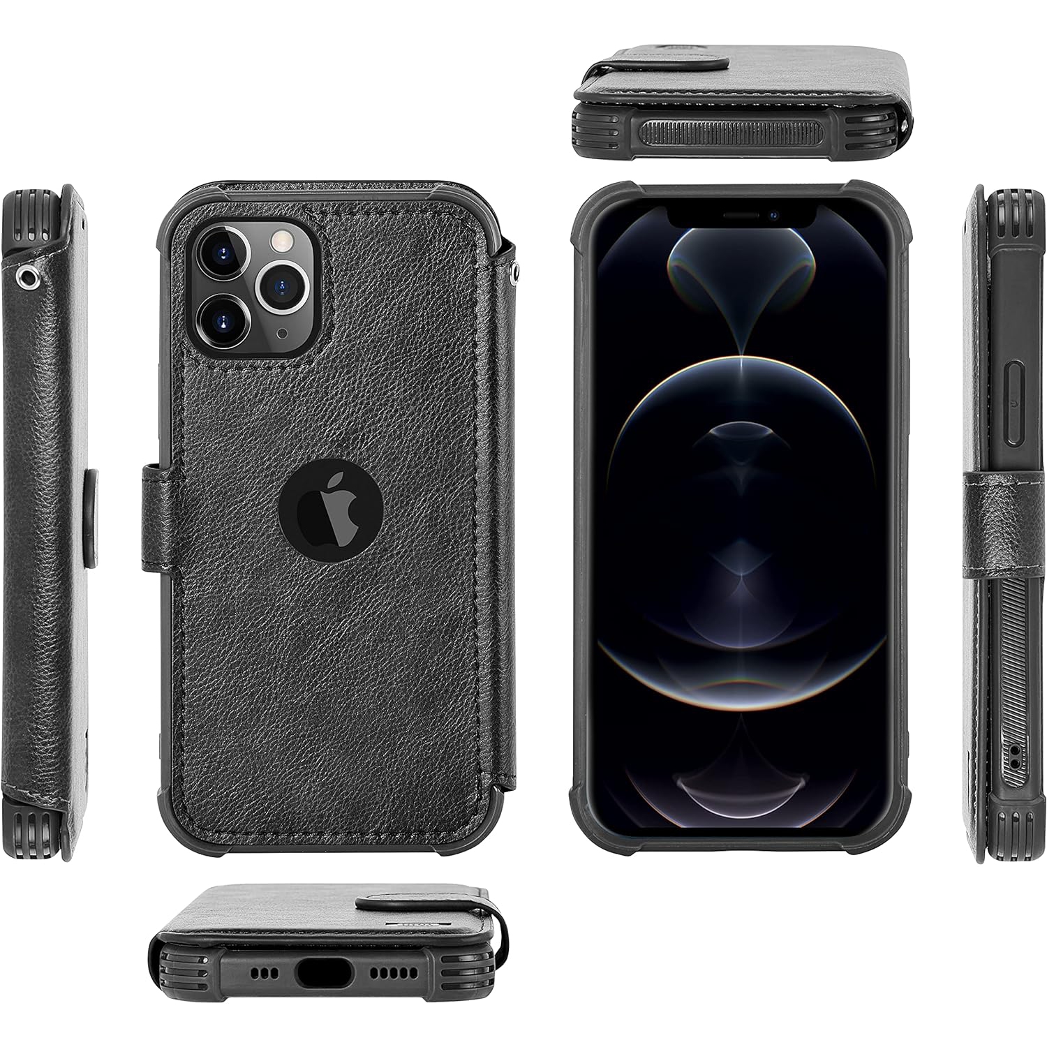 Wallet Case for iPhone 12/iPhone12 Pro 4G for Women and Men,RFID Flip Leather Cover with Wrist Supports