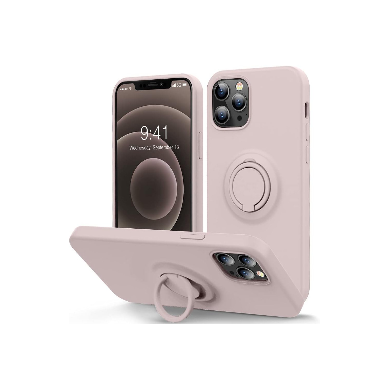 Compatible with iPhone 12 Pro Max Phone Case 6.7 inch with Ring Kickstand | Super Soft Microfiber Lining |