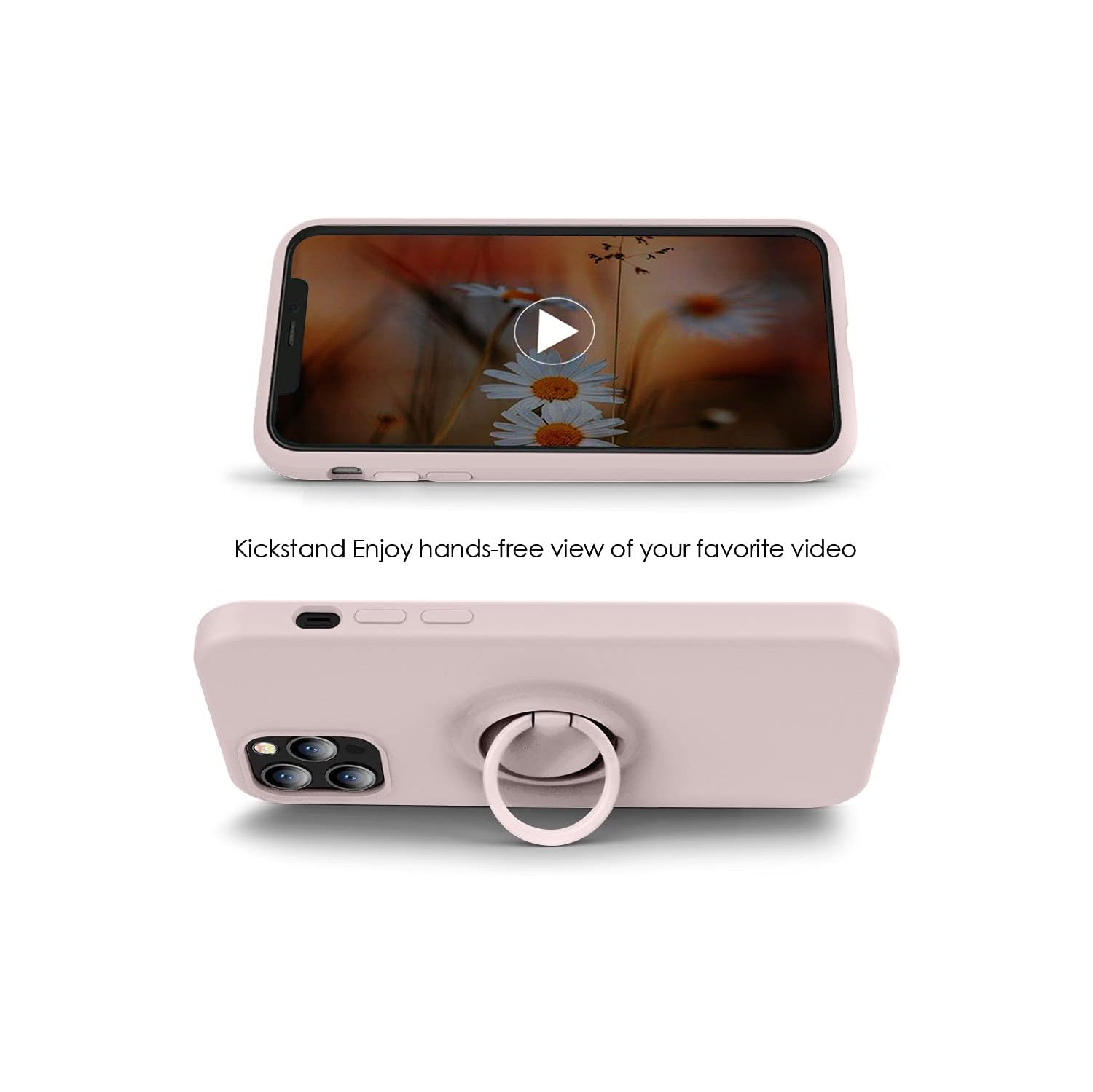 Compatible with iPhone 12 Pro Max Phone Case 6.7 inch with Ring Kickstand | Super Soft Microfiber Lining |