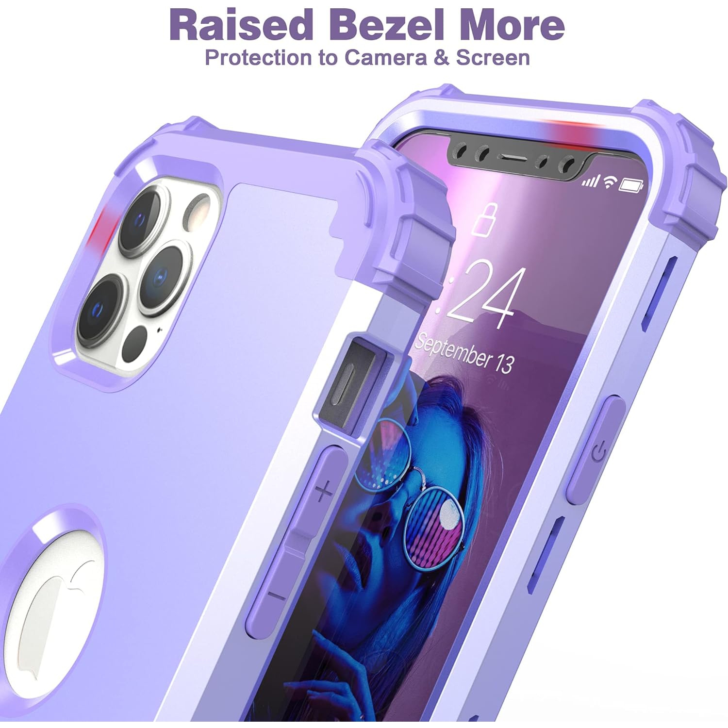 iPhone 12 Pro Max Case with Tempered Glass Screen Protector, Hybrid 3 in 1 Shockproof Slim Fit Heavy Duty