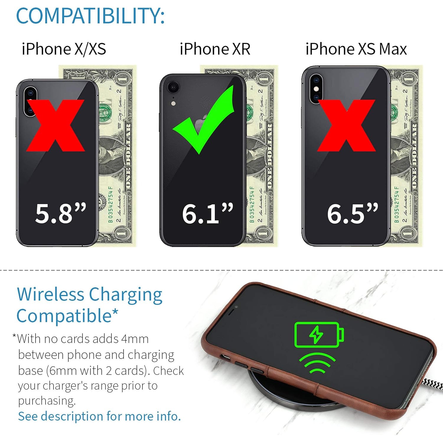 iPhone XR Wallet Case: Built-in Metal Plate for Magnetic Mounting & 2 Credit Card Holders (6.1" Exec M2,