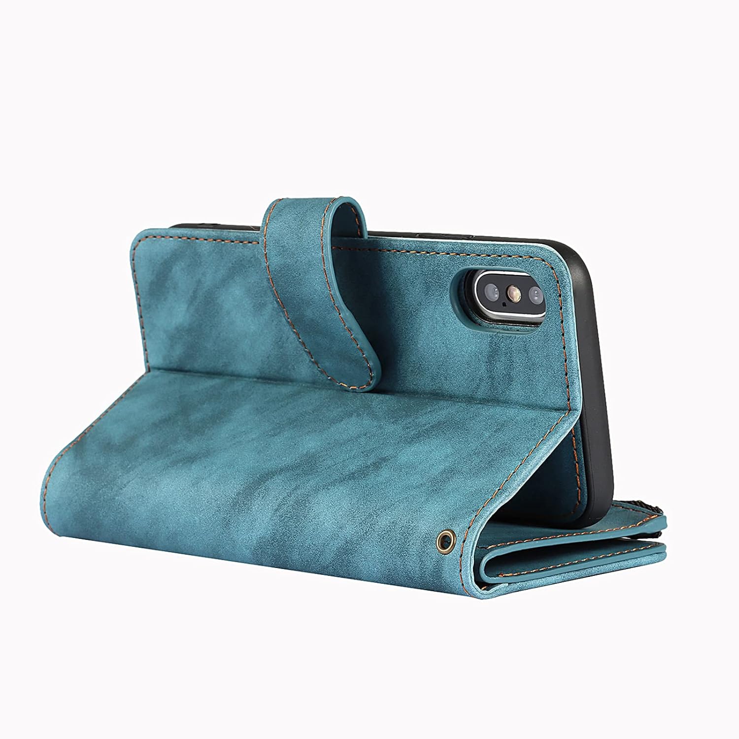 for iPhone X/iPhone Xs Wallet Case,2 in 1 Detachable Flip Wallet Case with Zipper [Premium Leather][6 Card