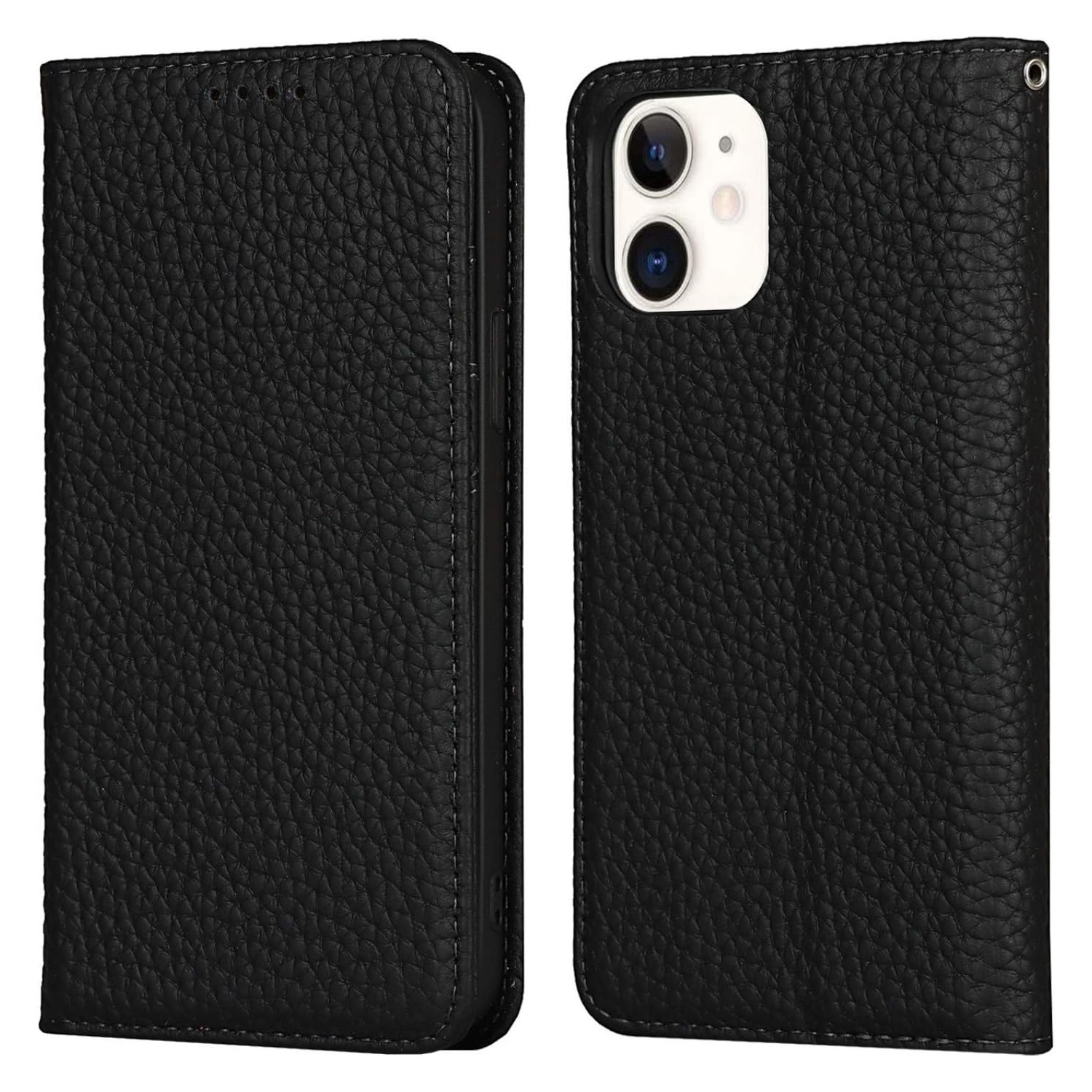 iPhone 12 Mini Flip Case Genuine Leather Premium Cow Leather Wallet Drop Protection Shockproof Cover 5.4 inch