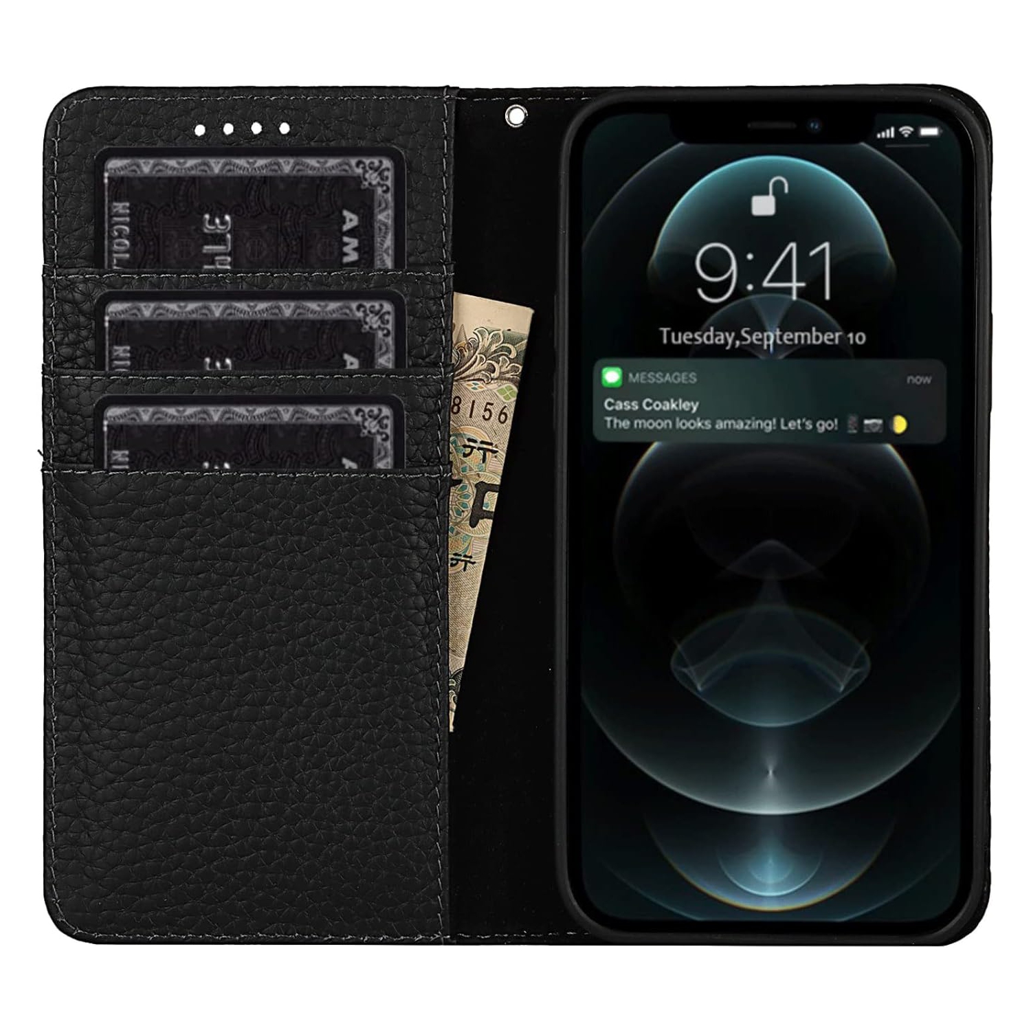 iPhone 12 Mini Flip Case Genuine Leather Premium Cow Leather Wallet Drop Protection Shockproof Cover 5.4 inch