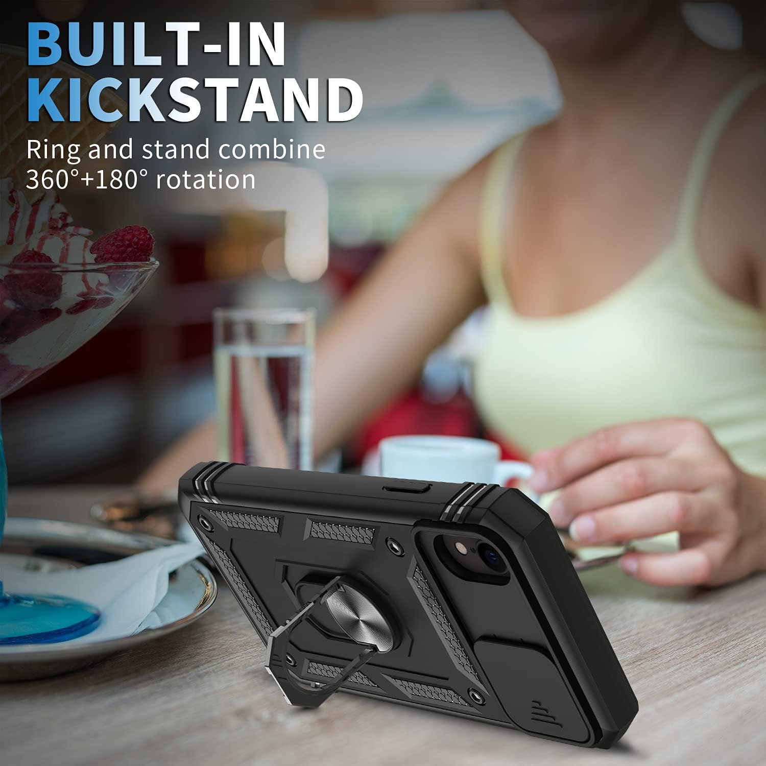 Case for iPhone Xs Max,Silicone Heavy-Duty Tough Rugged Lightweight Shockproof with Bracket Bumper Cover Case